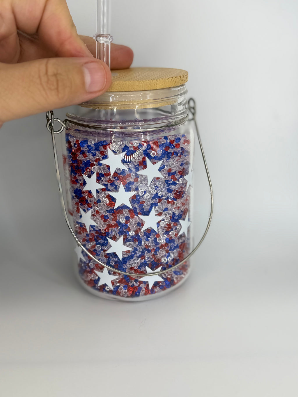 11 oz Puerto Rico Flag glass Snow Globe Solar Light/cup