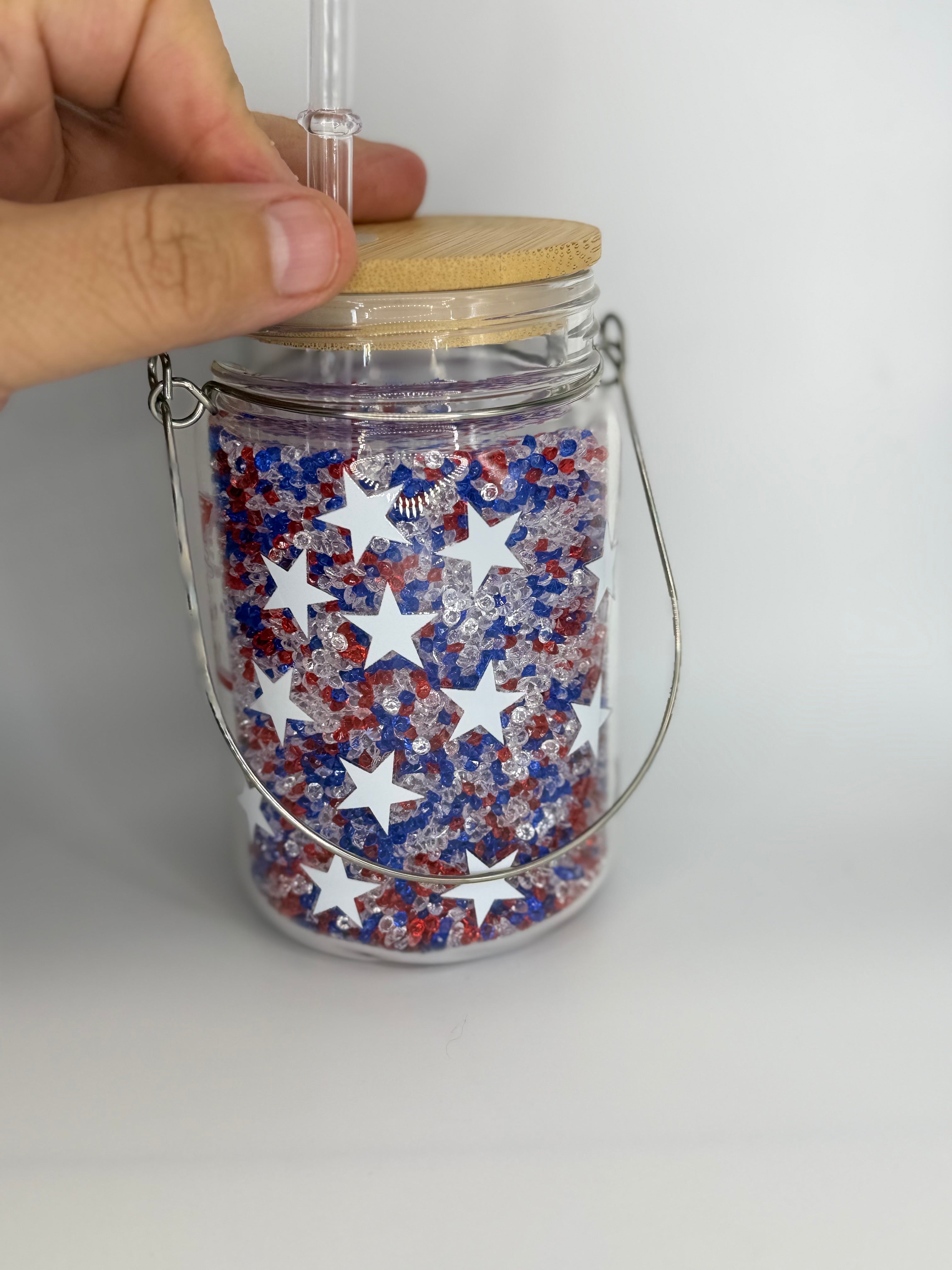 11 oz Puerto Rico Flag glass Snow Globe Solar Light/cup