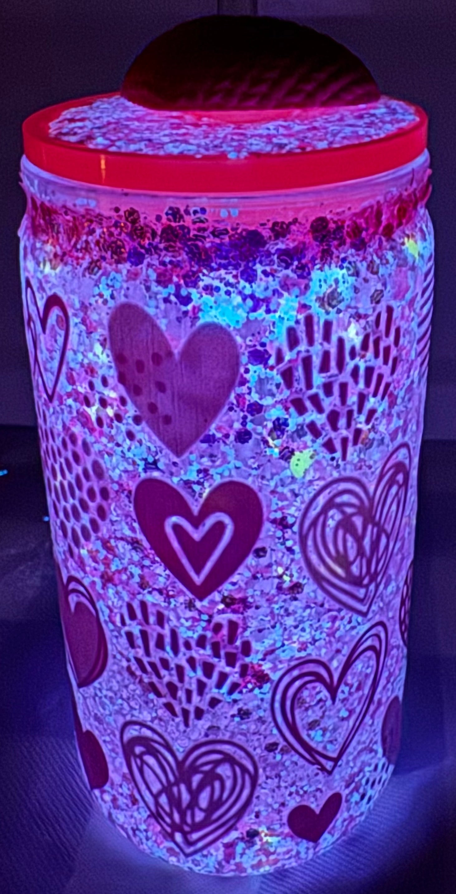 16 oz Heart bubble tumbler with Heart straw topper