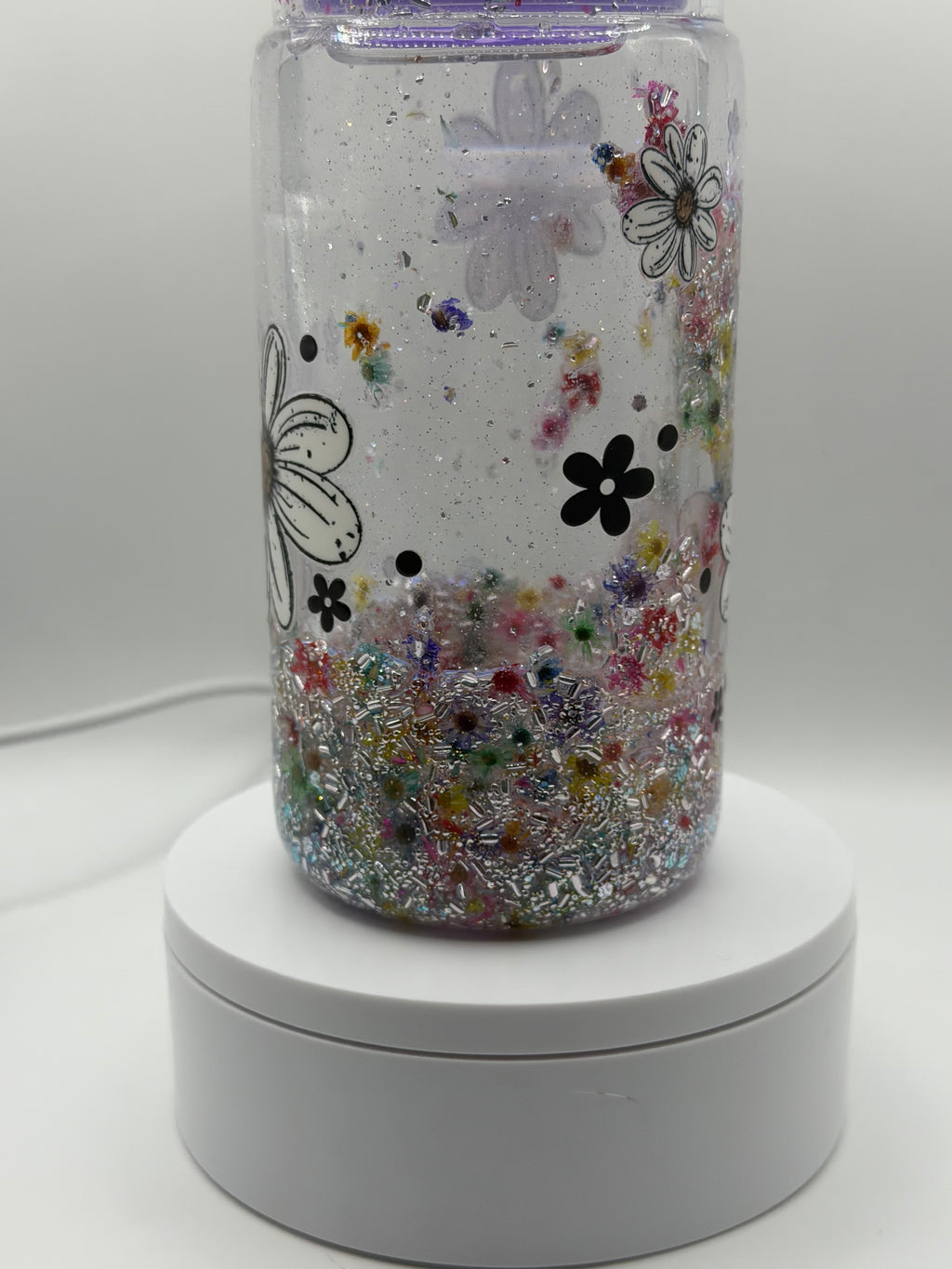 16 oz Dried Flowers snow globe cup