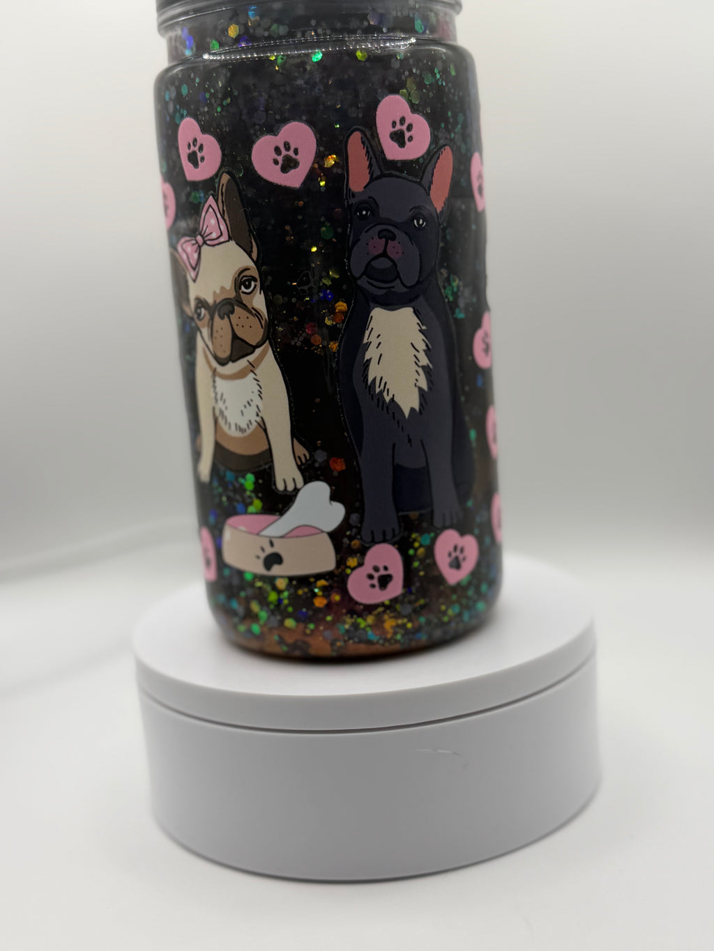 16 oz Frenchie Dog snow globe cup