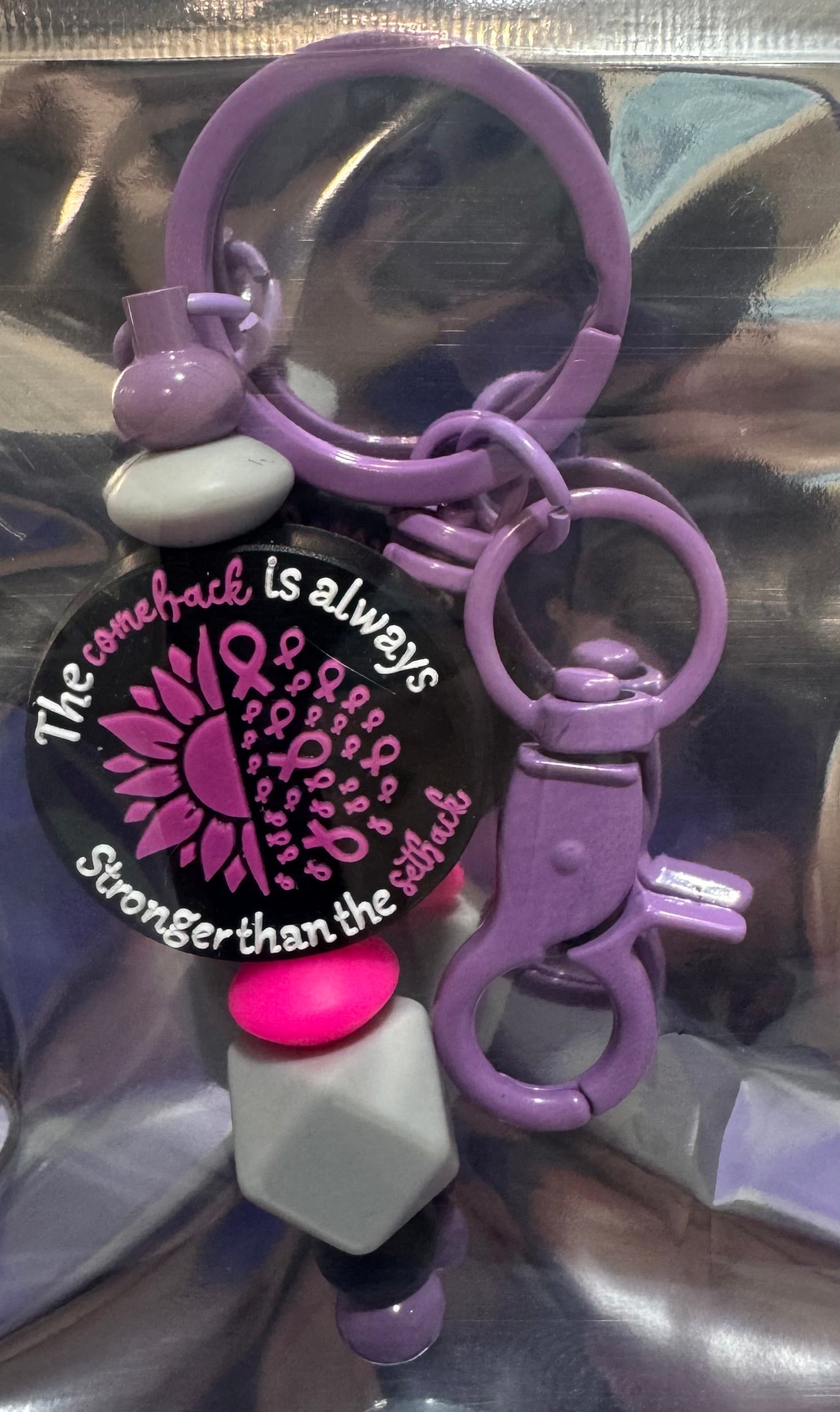 The comeback is always stronger than the set back beaded keychain