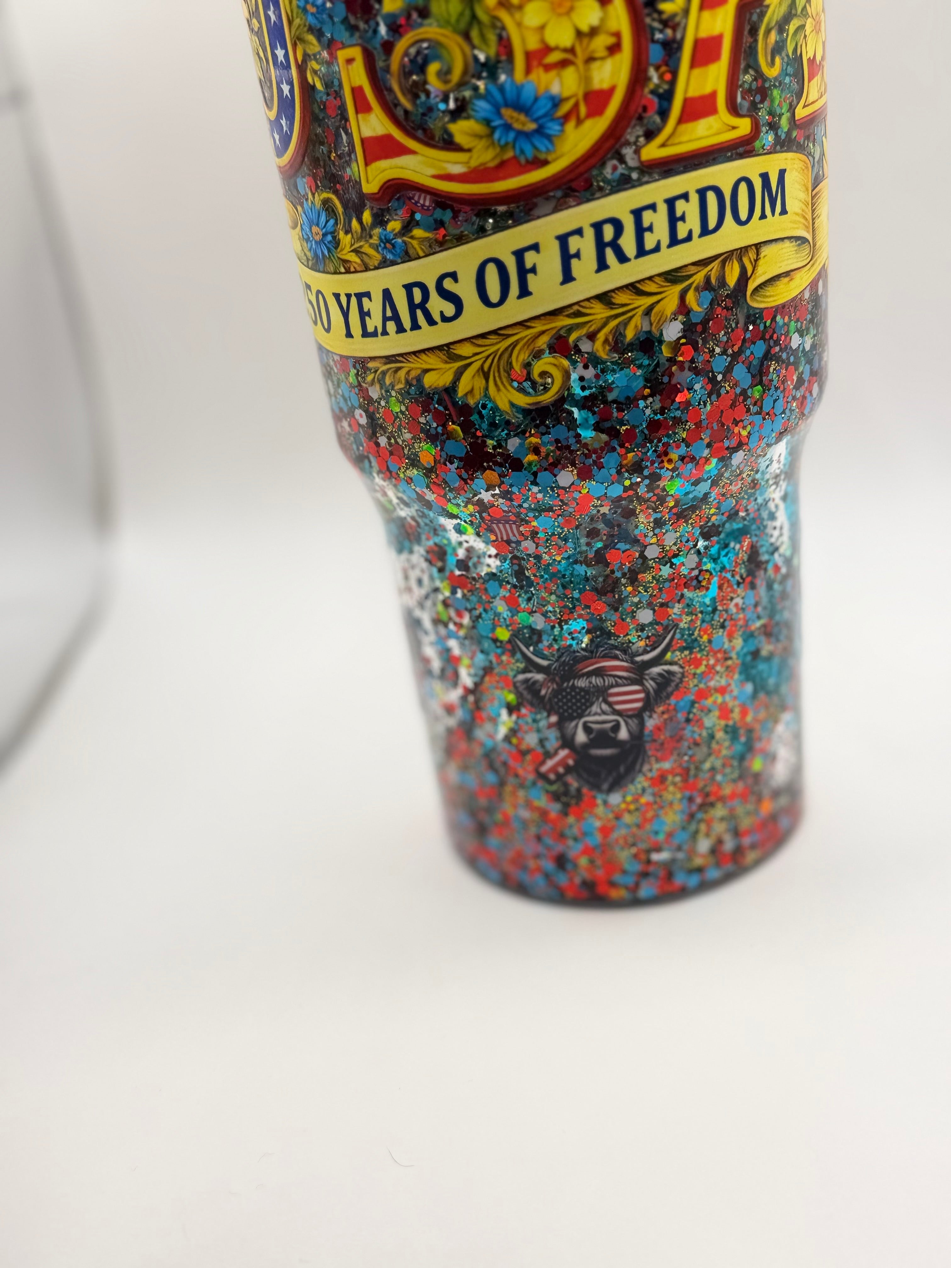 40 oz USA 250 years of Freedom snow globe cup