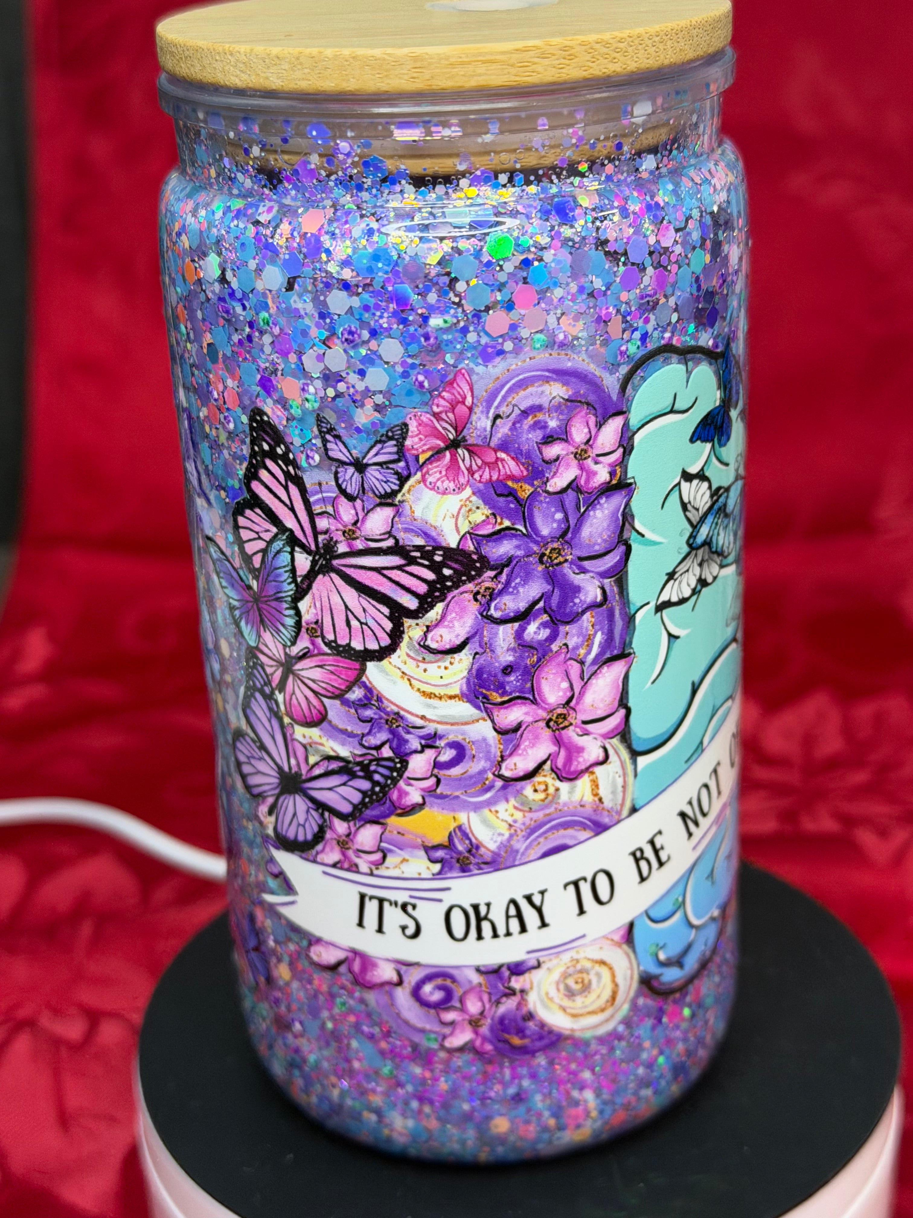 16 oz It’s ok to not be ok snow globe cup