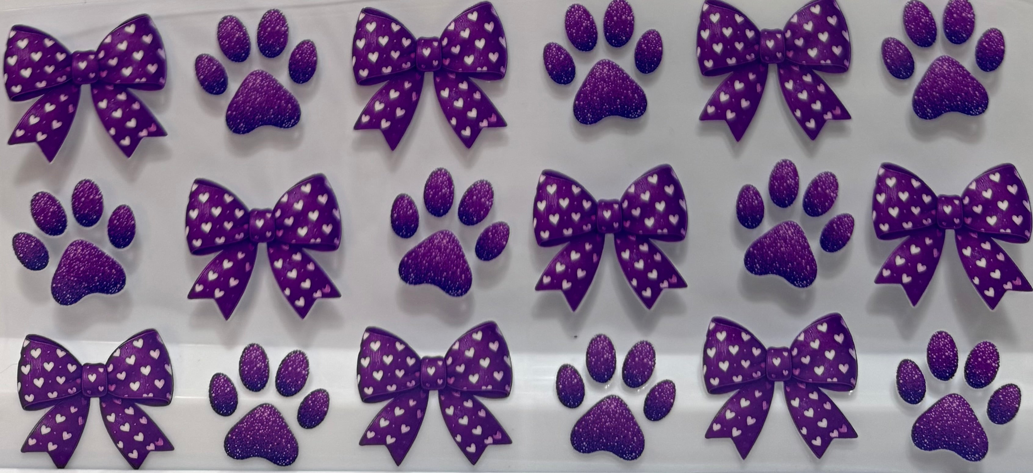 Purple ribbons and paw prints wrap