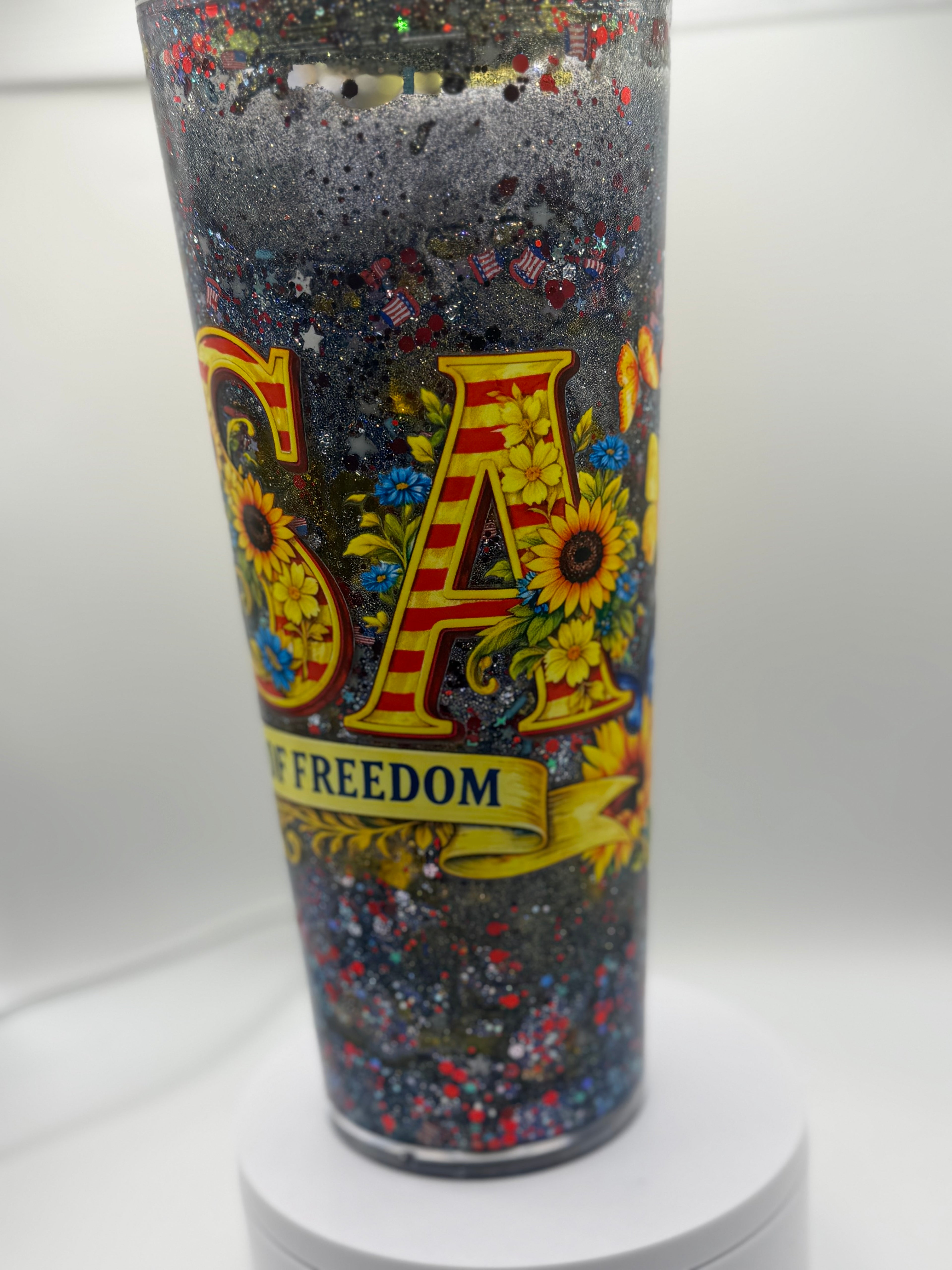 24 oz USA 250 years of Freedom snow globe cup