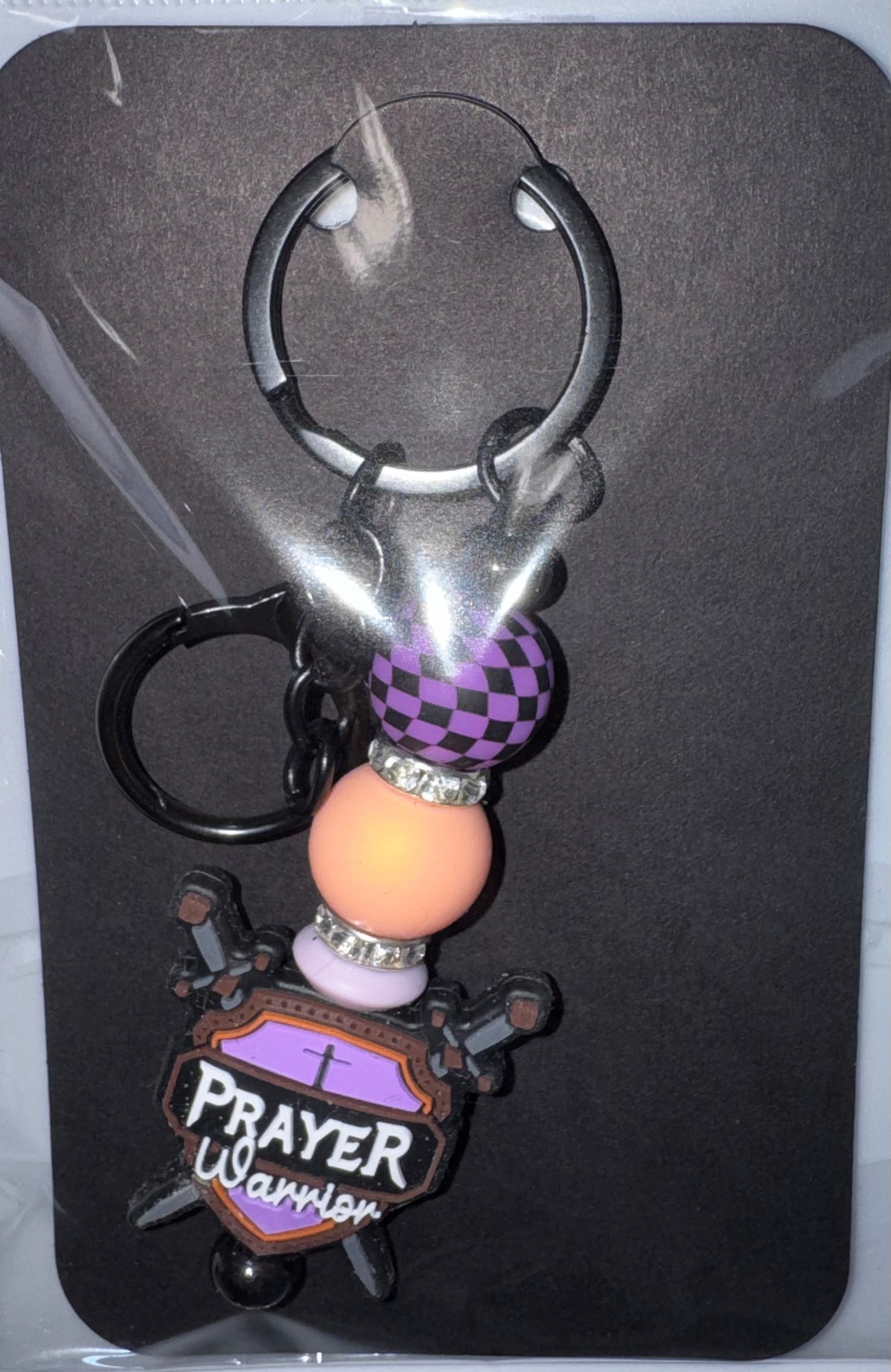 Prayer Warrior beaded key chain