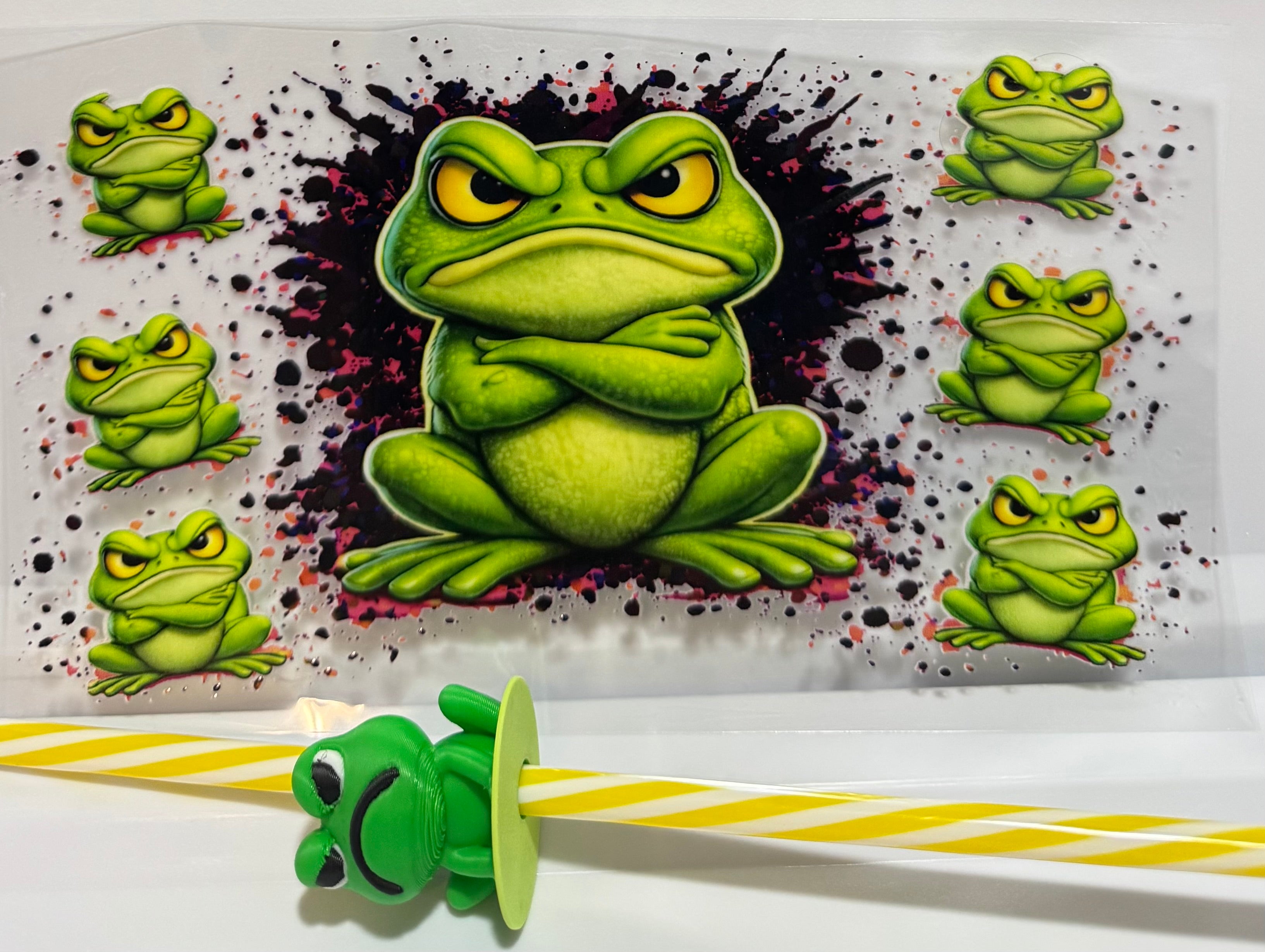 Grumpy Frog Wrap, Straw and Topper set