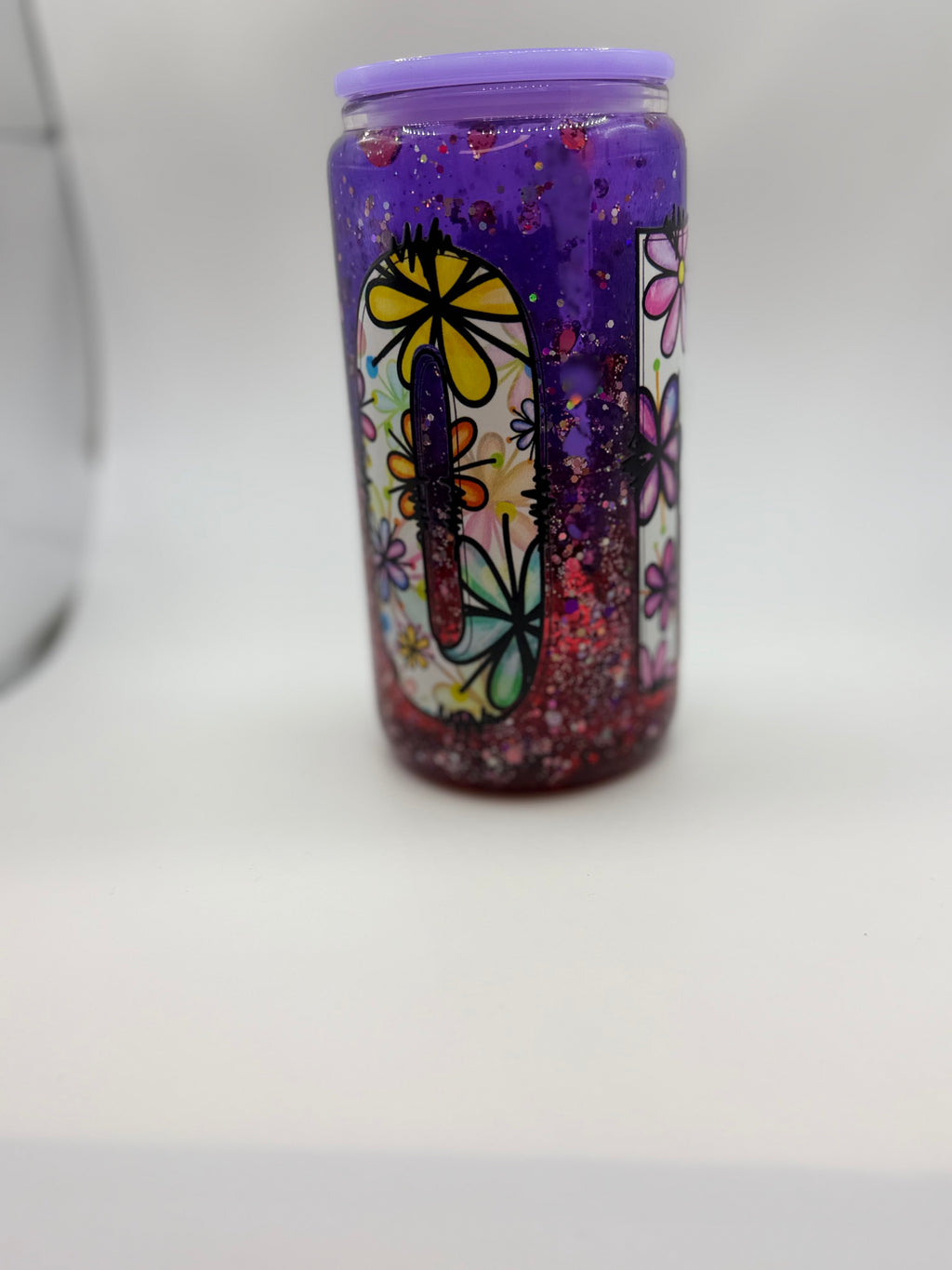 16 oz Mom glass snow globe cup