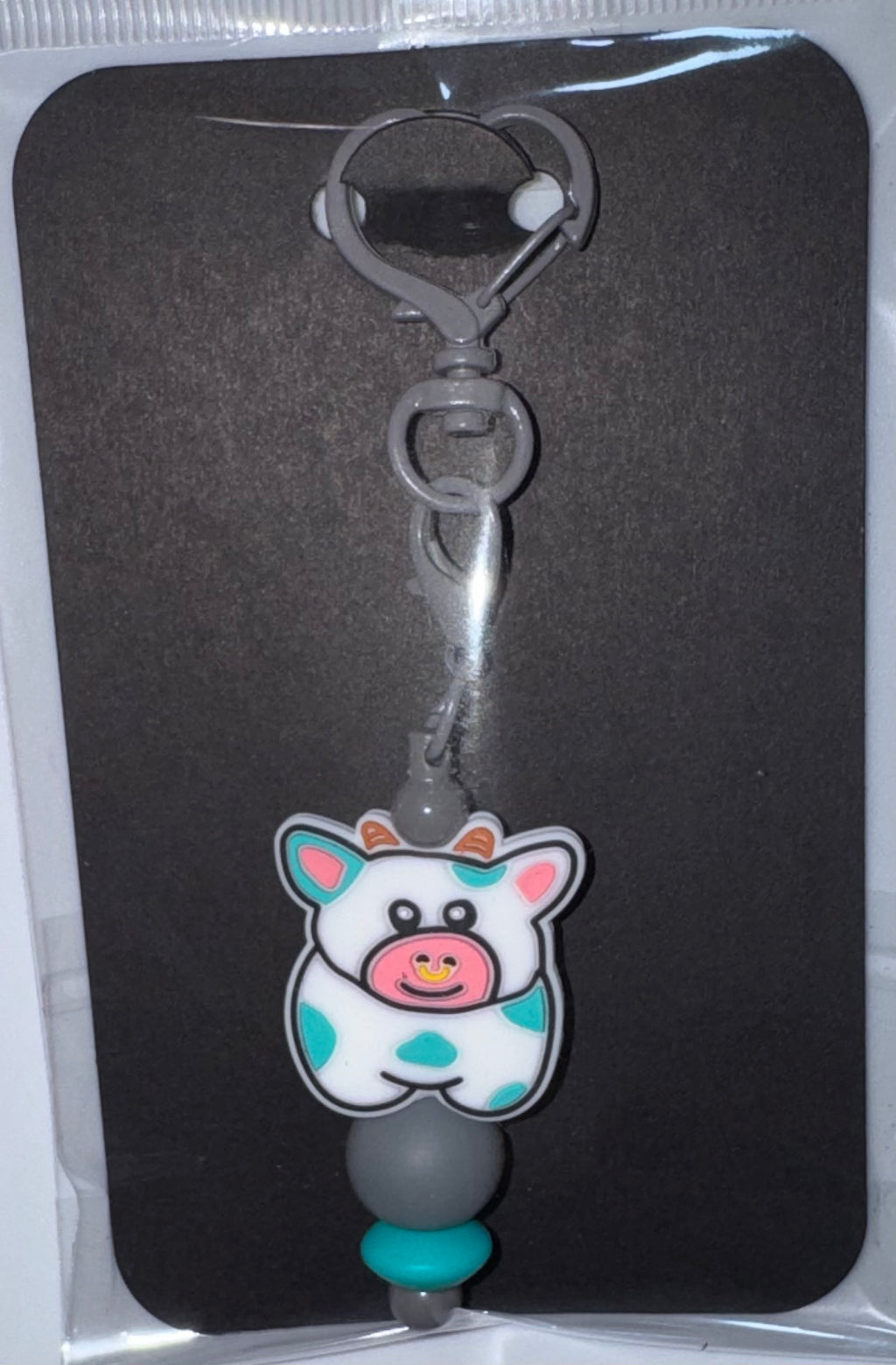 Cute cow beaded key chain