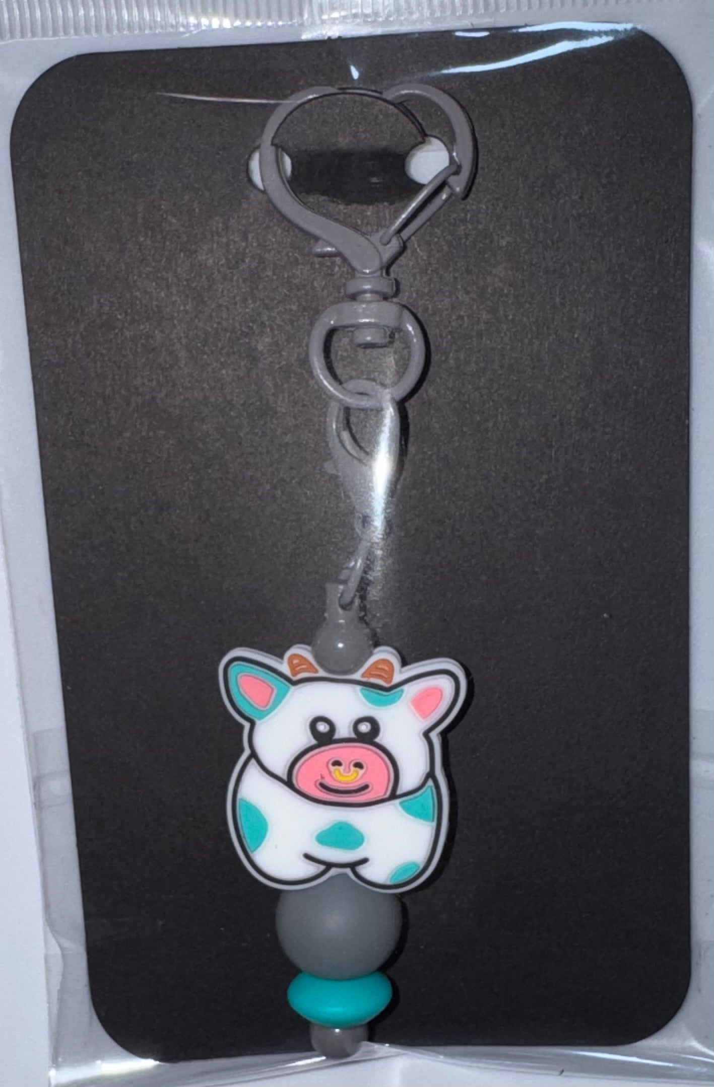 Cute cow beaded key chain