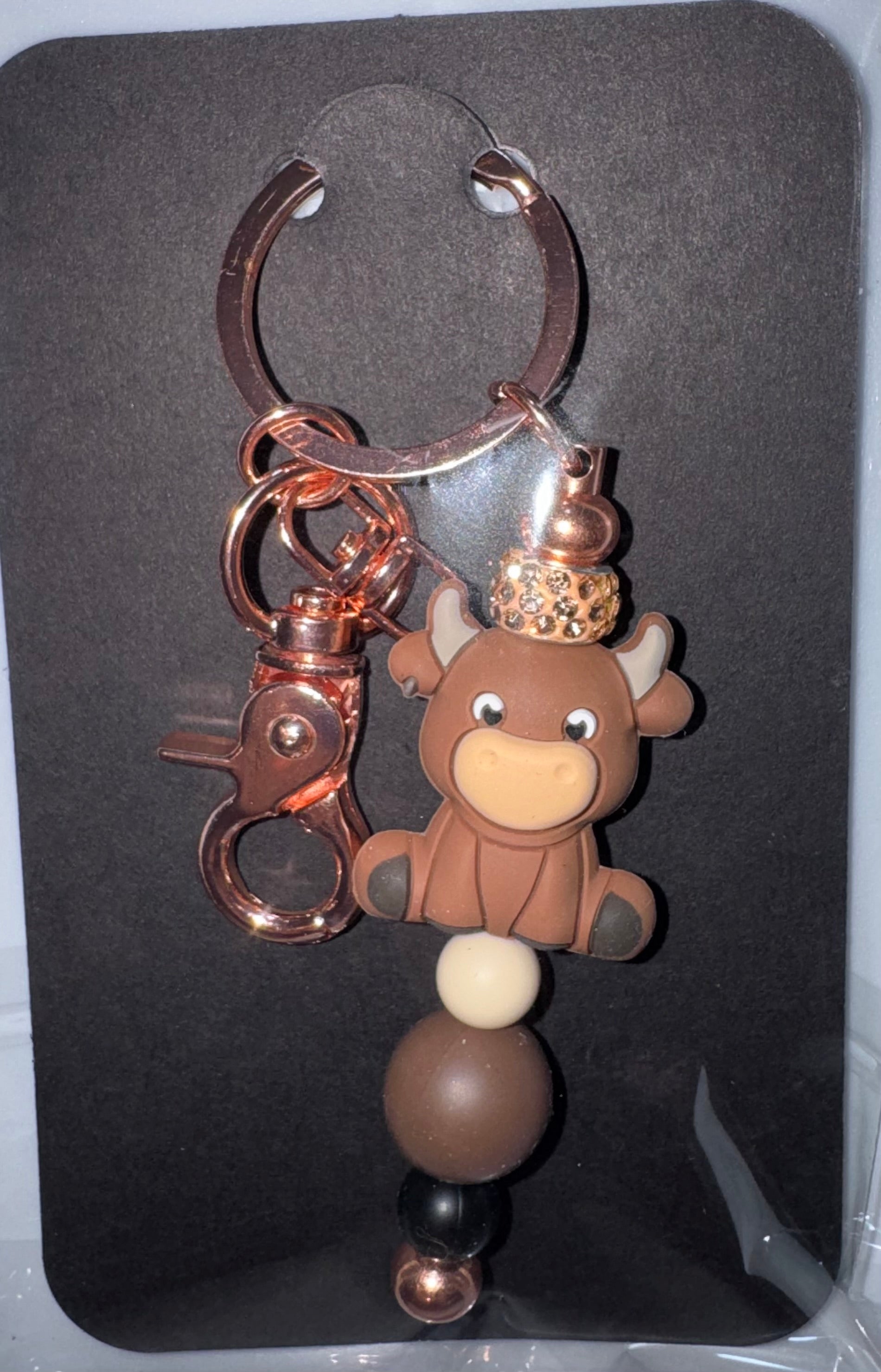 Cow beaded keychain