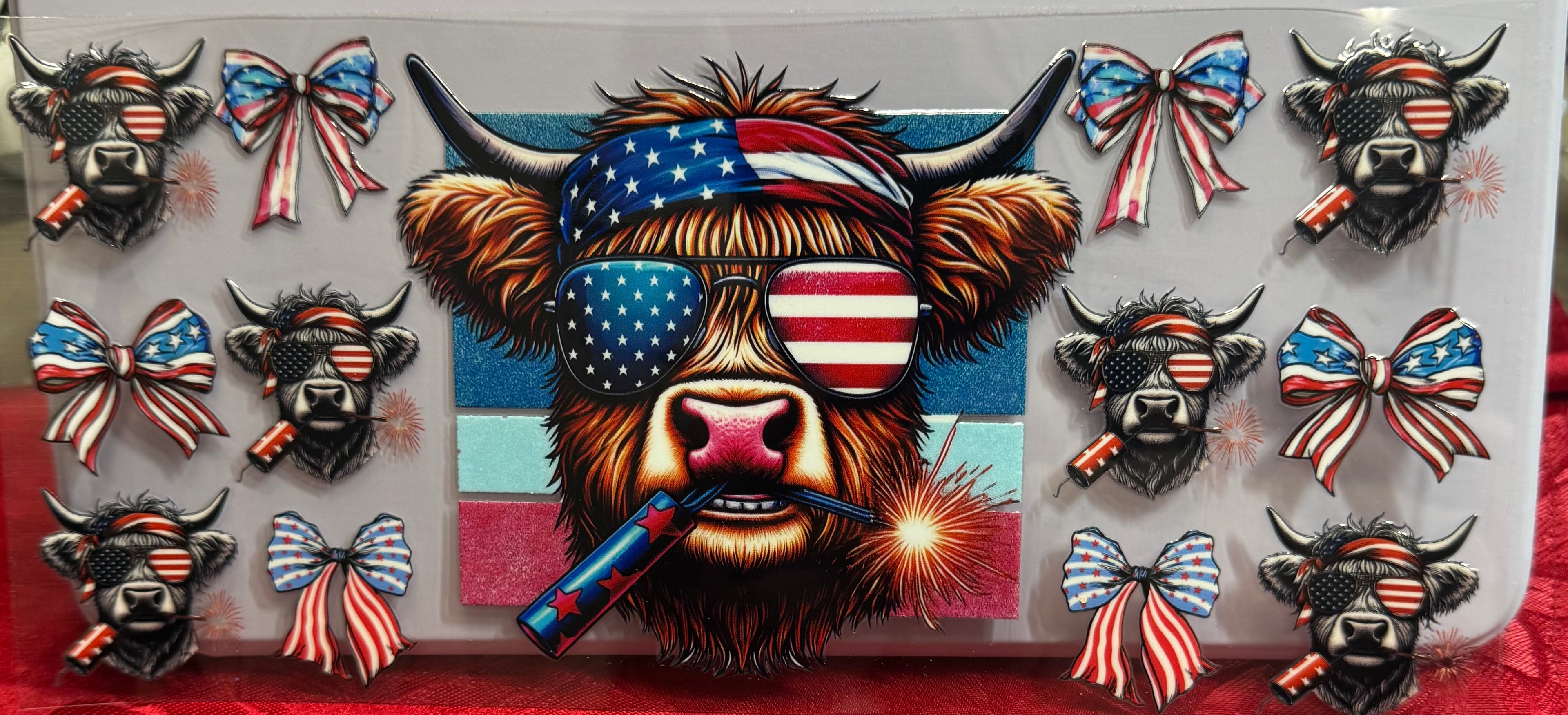 Cow with American flag glasses wrap