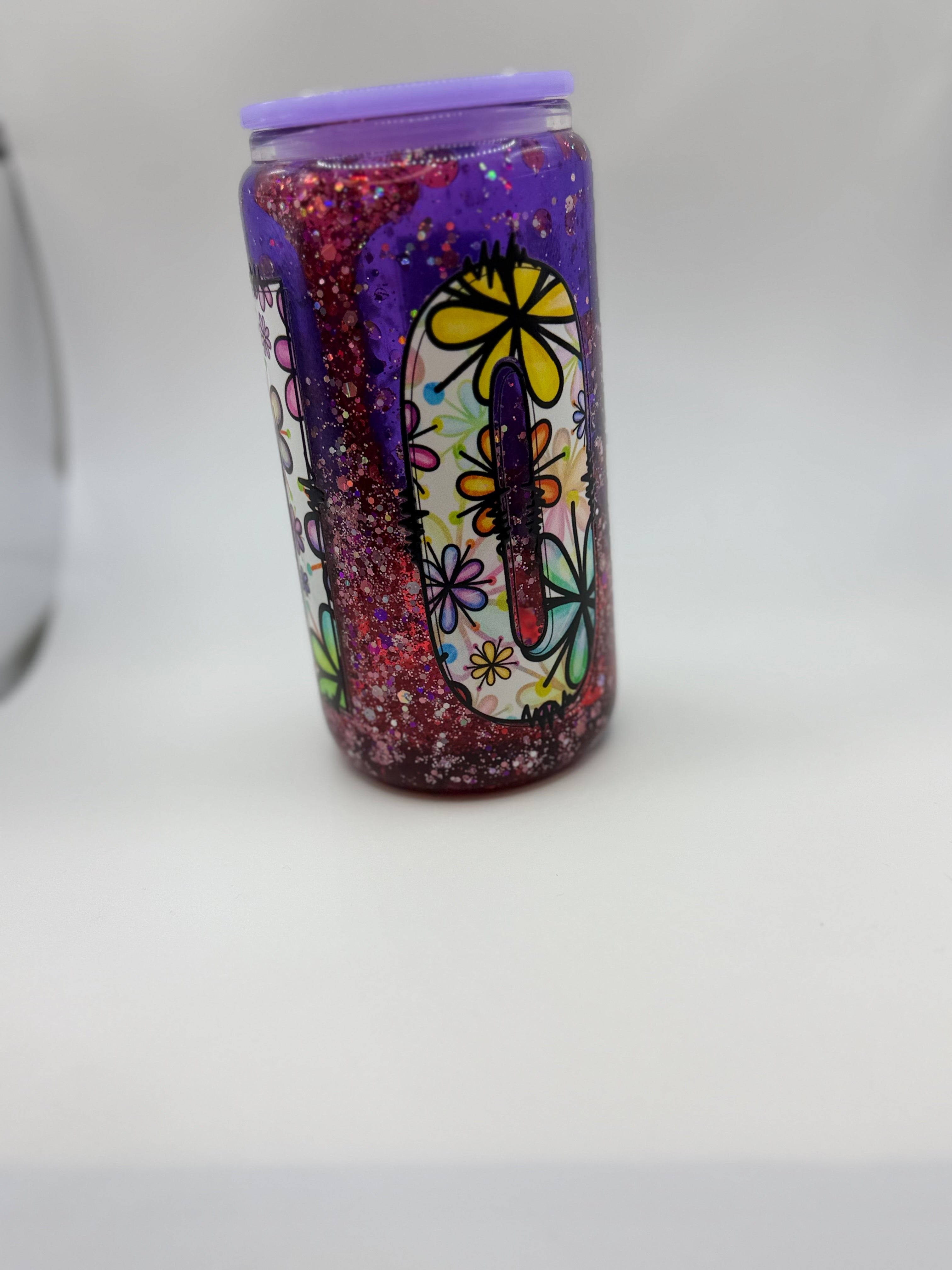 16 oz Mom glass snow globe cup