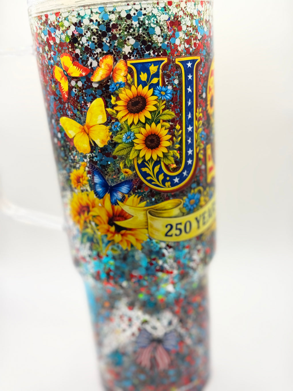 40 oz USA 250 years of Freedom snow globe cup