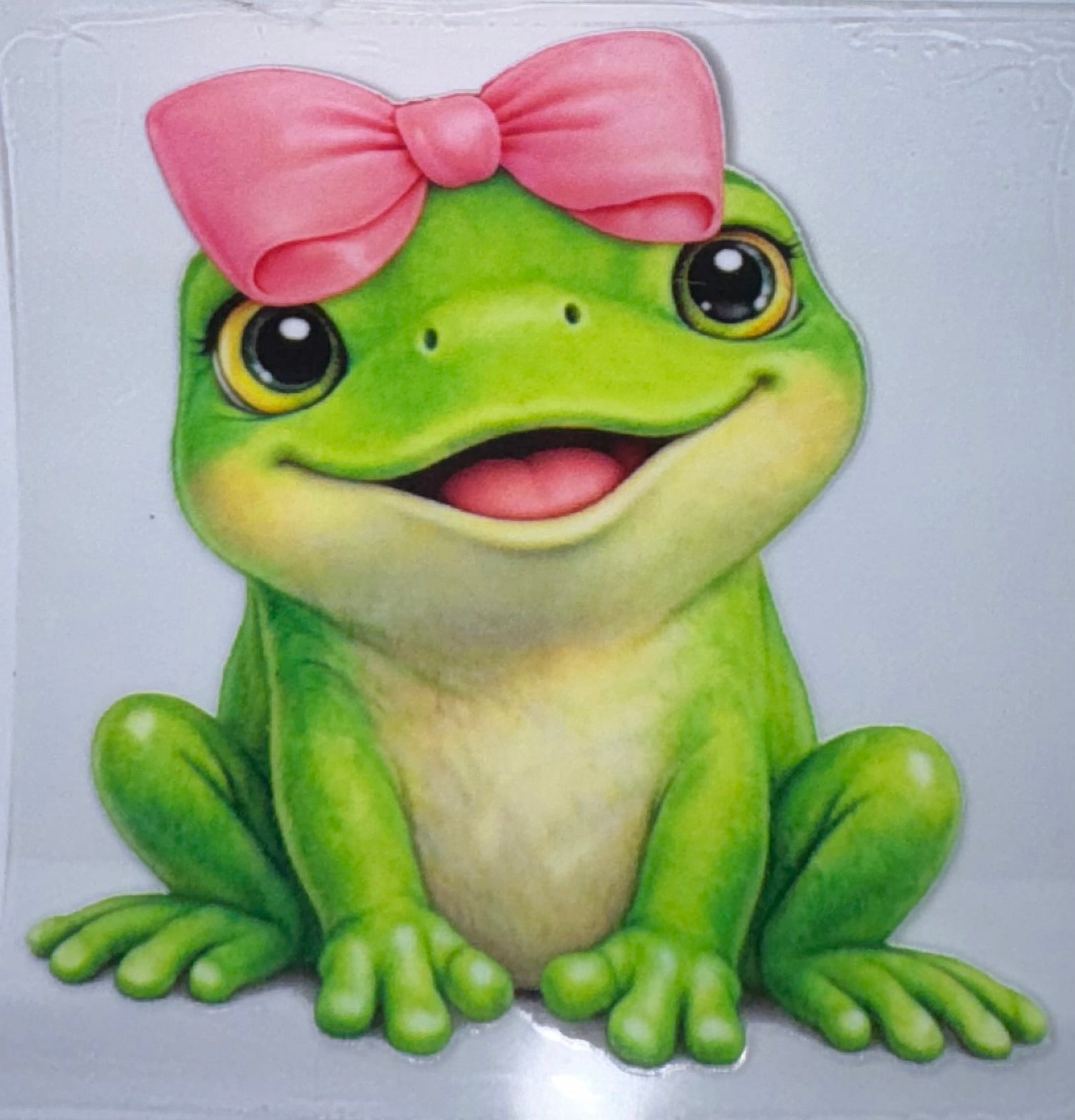 Frog with pink bow decal