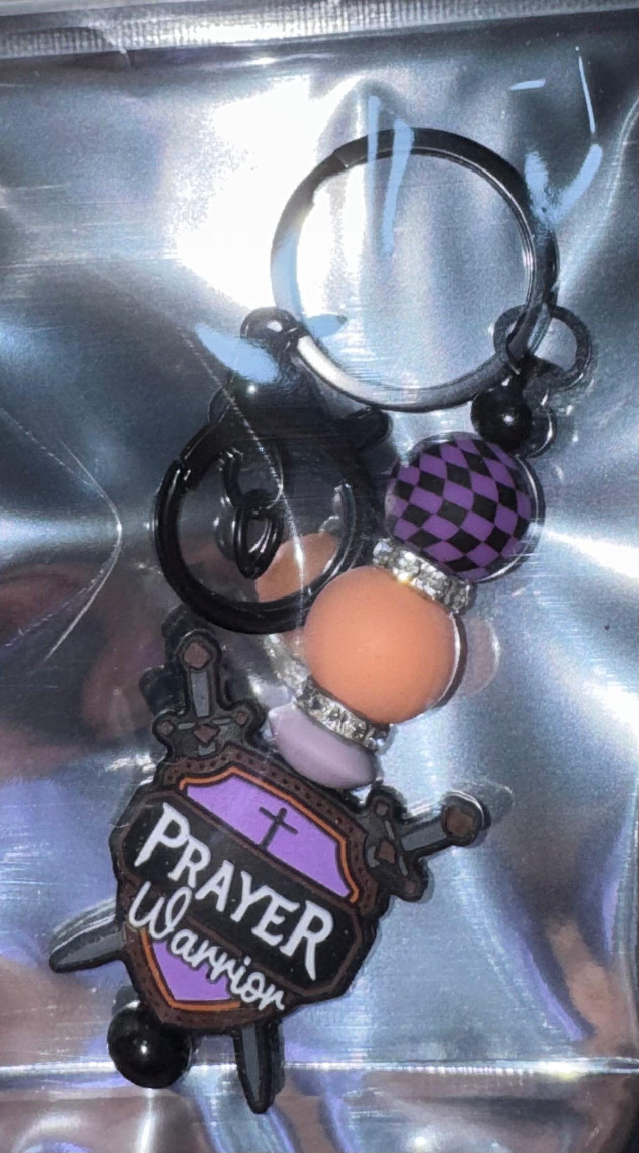 Prayer Warrior beaded key chain
