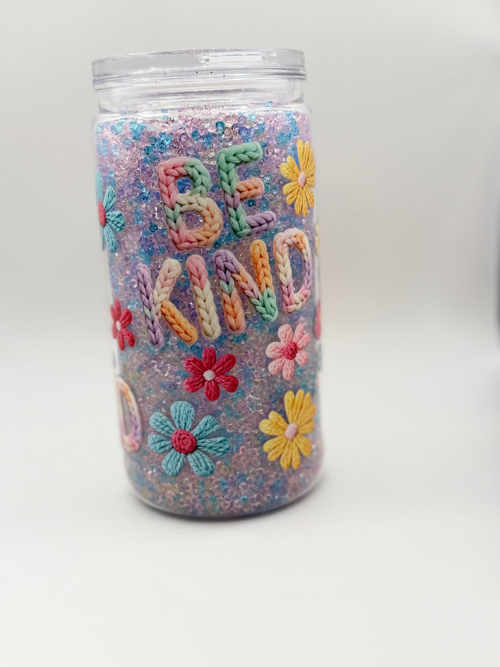 16 oz Be Kind smiley face snow globe cup
