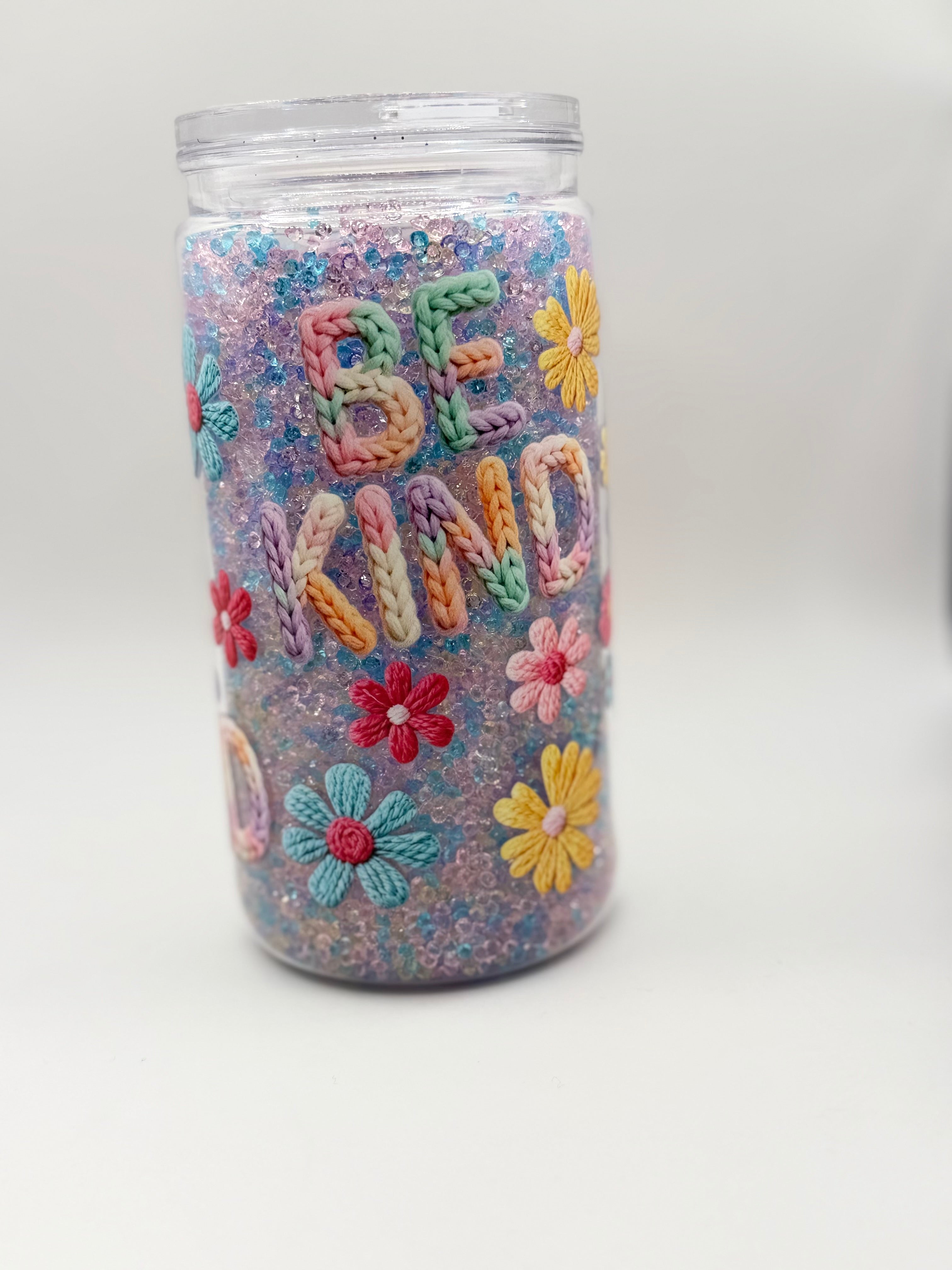 16 oz Be Kind smiley face snow globe cup