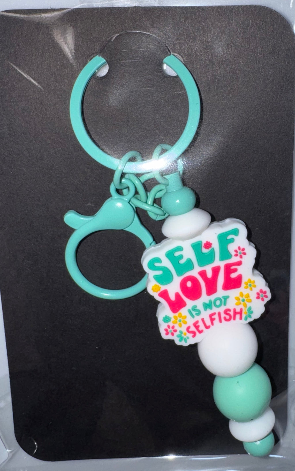 Self love is not selfish beaded keychain