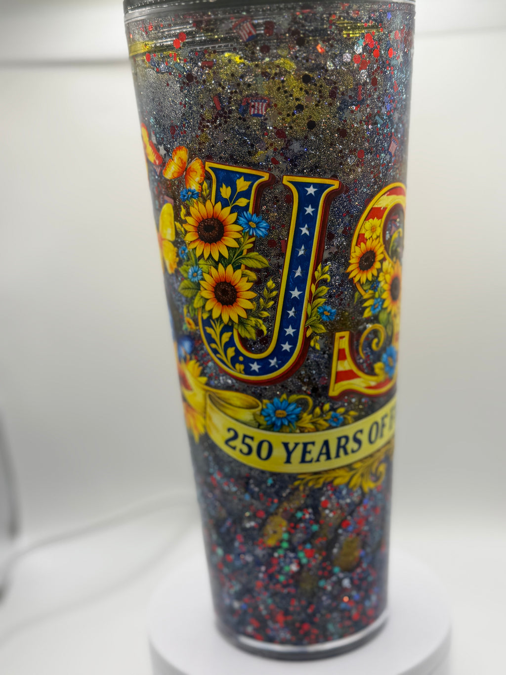 24 oz USA 250 years of Freedom snow globe cup