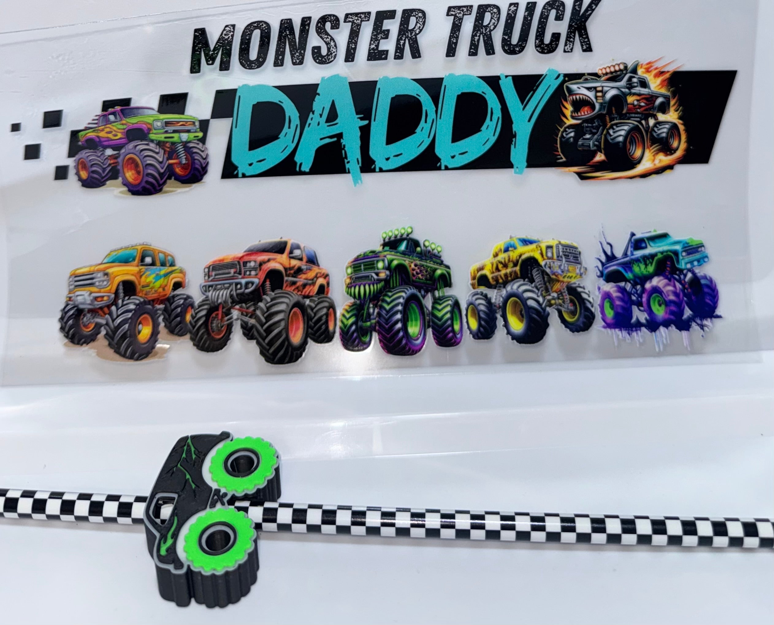 Monster Truck Daddy Wrap, Straw and Topper set