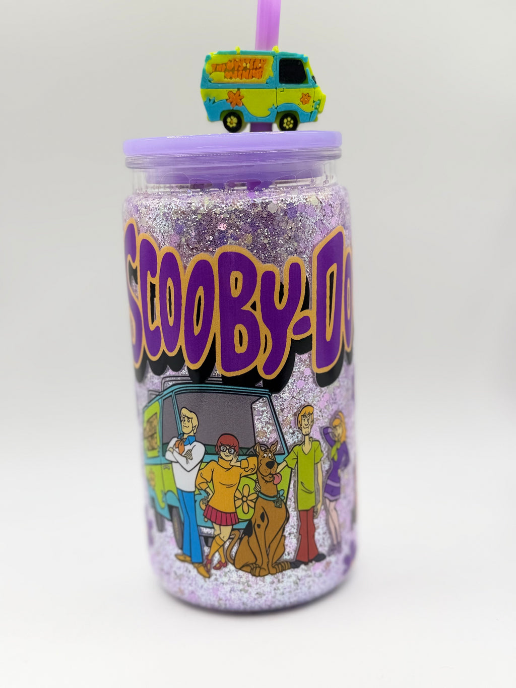 16 oz Scooby Doo snow globe cup with straw topper