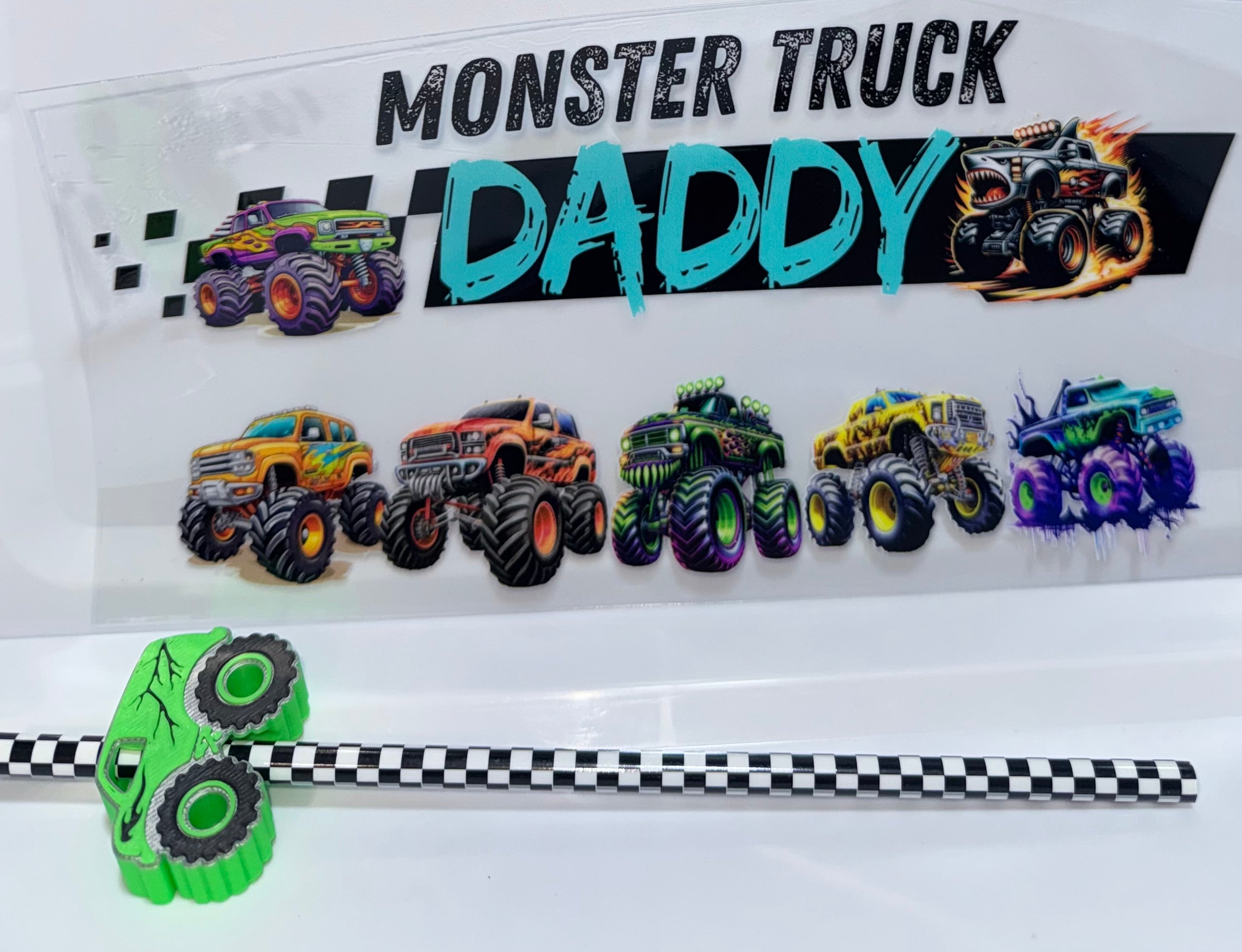 Monster Truck Daddy Wrap, Straw and Topper set