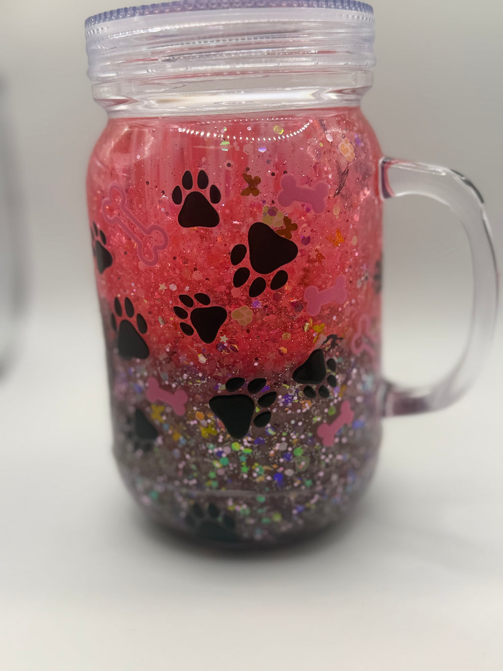 20 oz Dog Mama mason jar snow globe cup