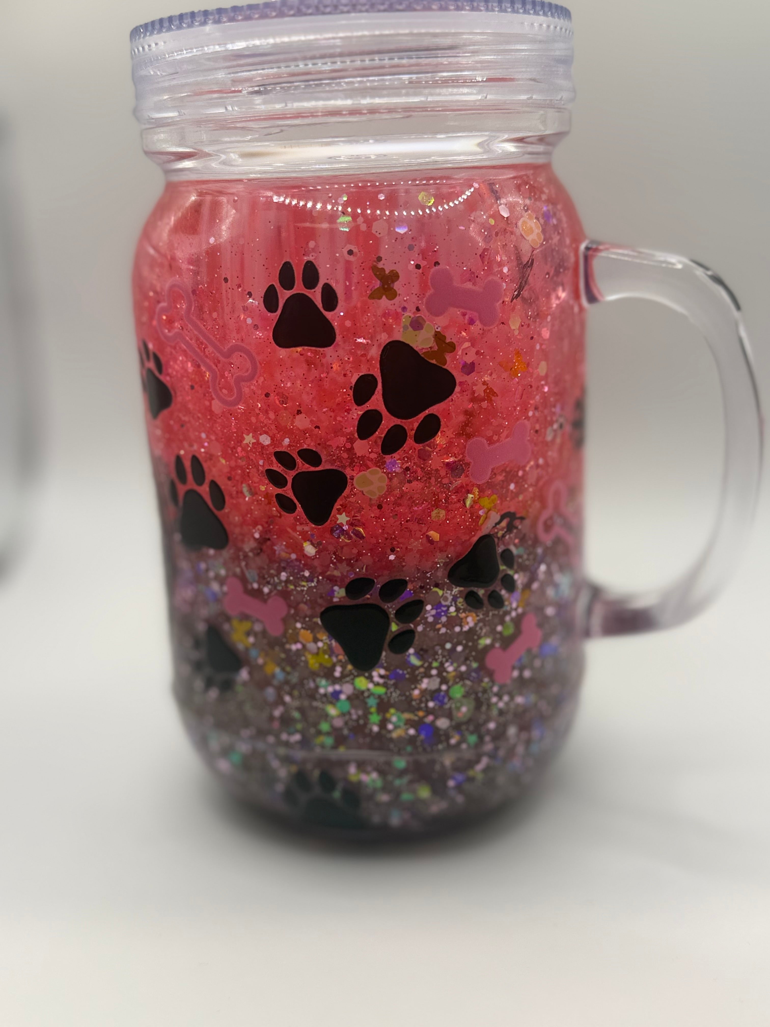 20 oz Dog Mama mason jar snow globe cup