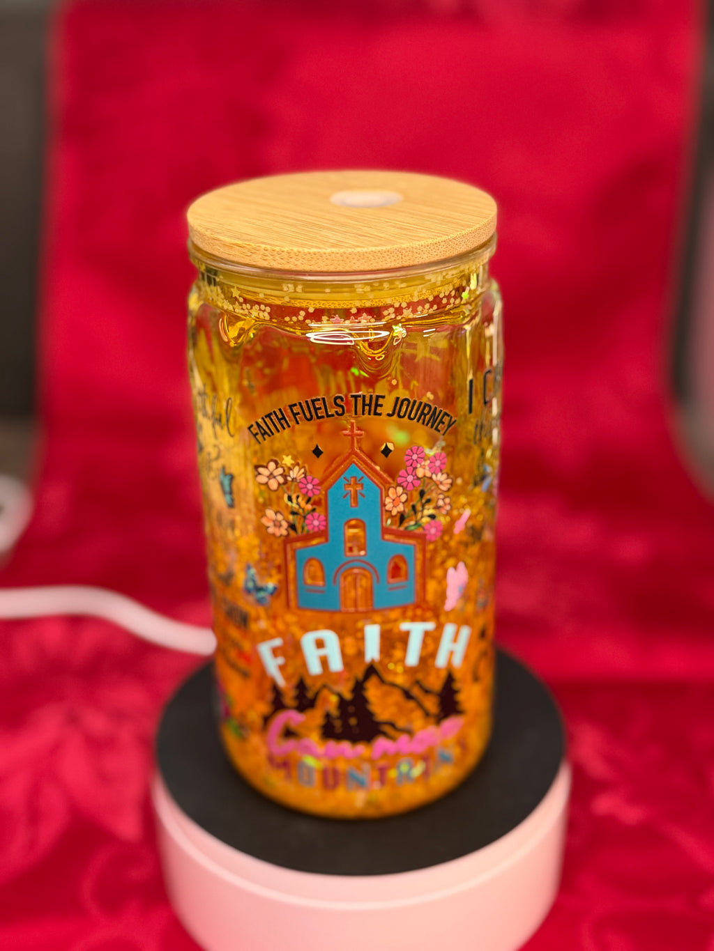 16 oz Faith quotes snow globe cup