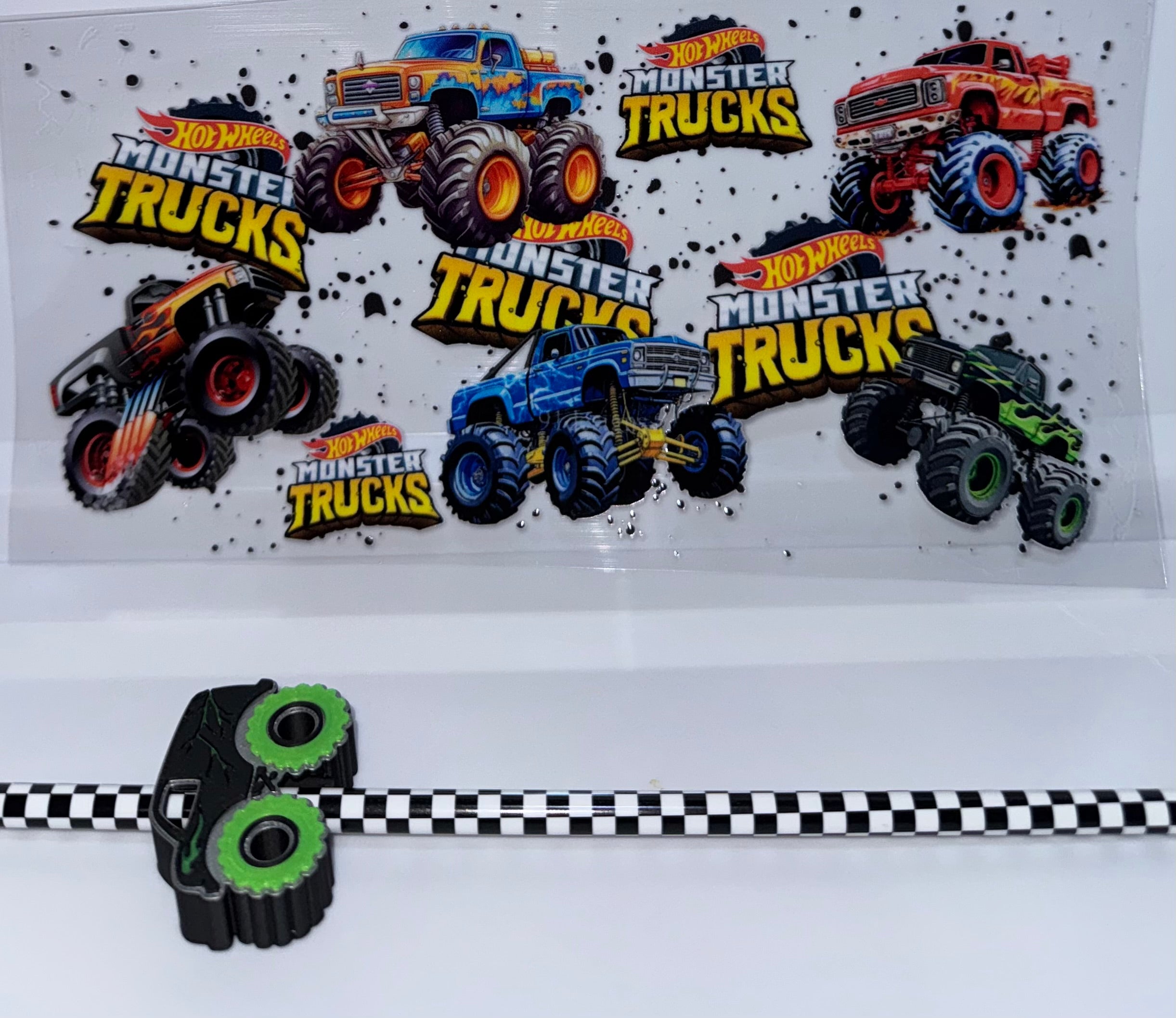 Monster truck Wrap, Straw and Topper set