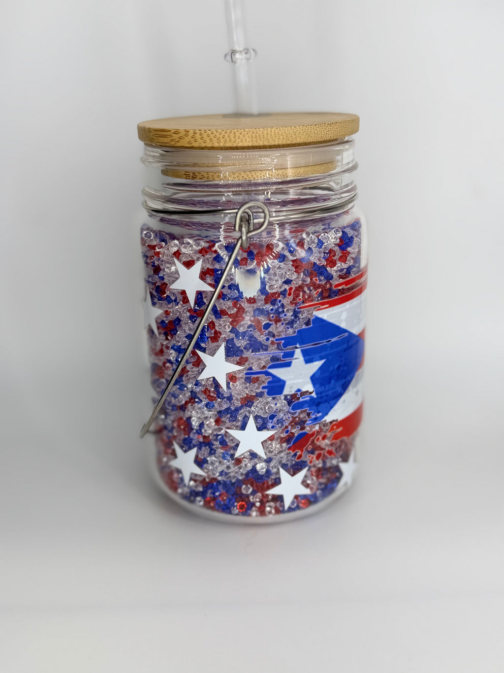 11 oz Puerto Rico Flag glass Snow Globe Solar Light/cup