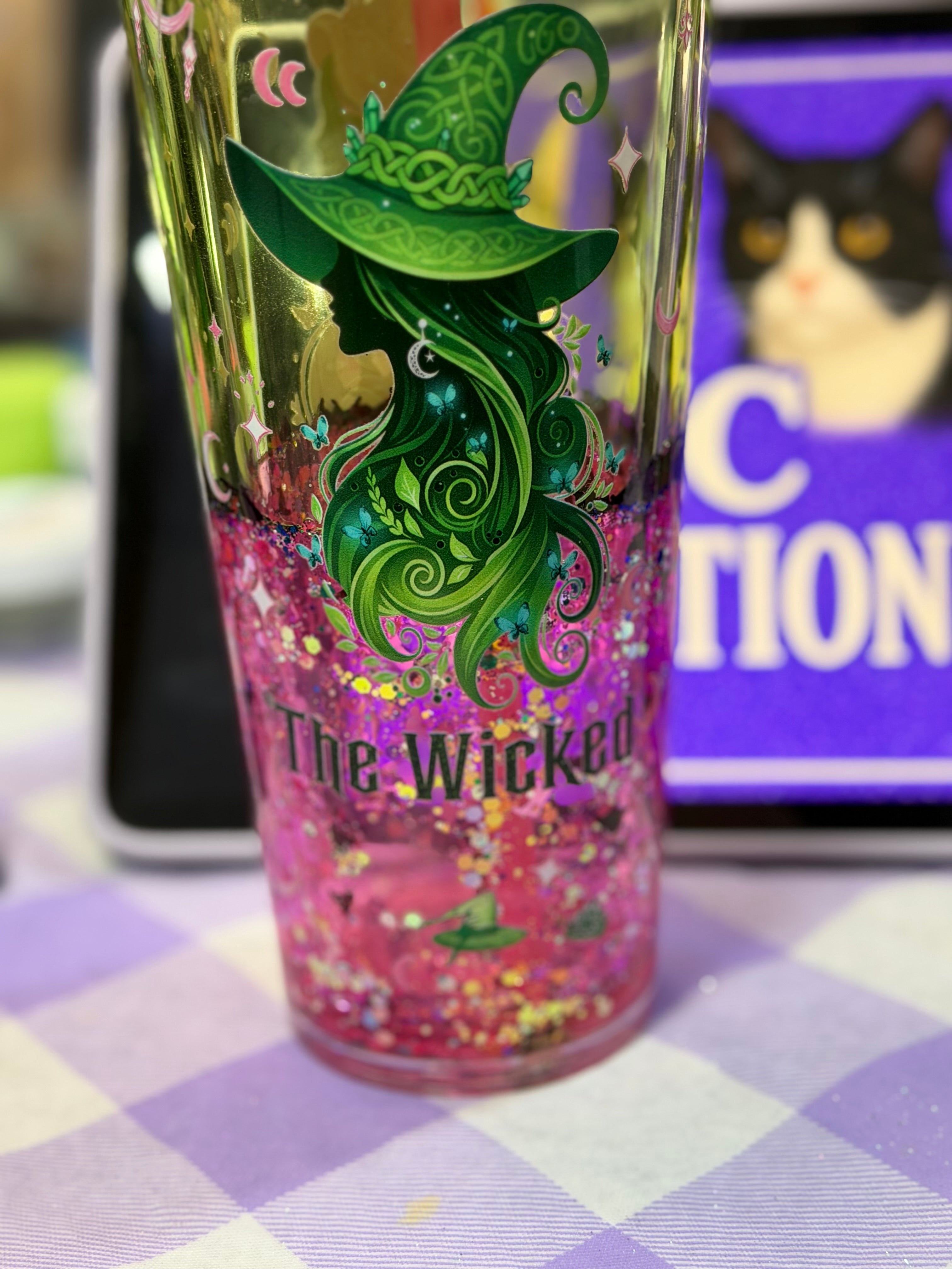 24 oz Wicked lava tumbler with witches feet straw topper