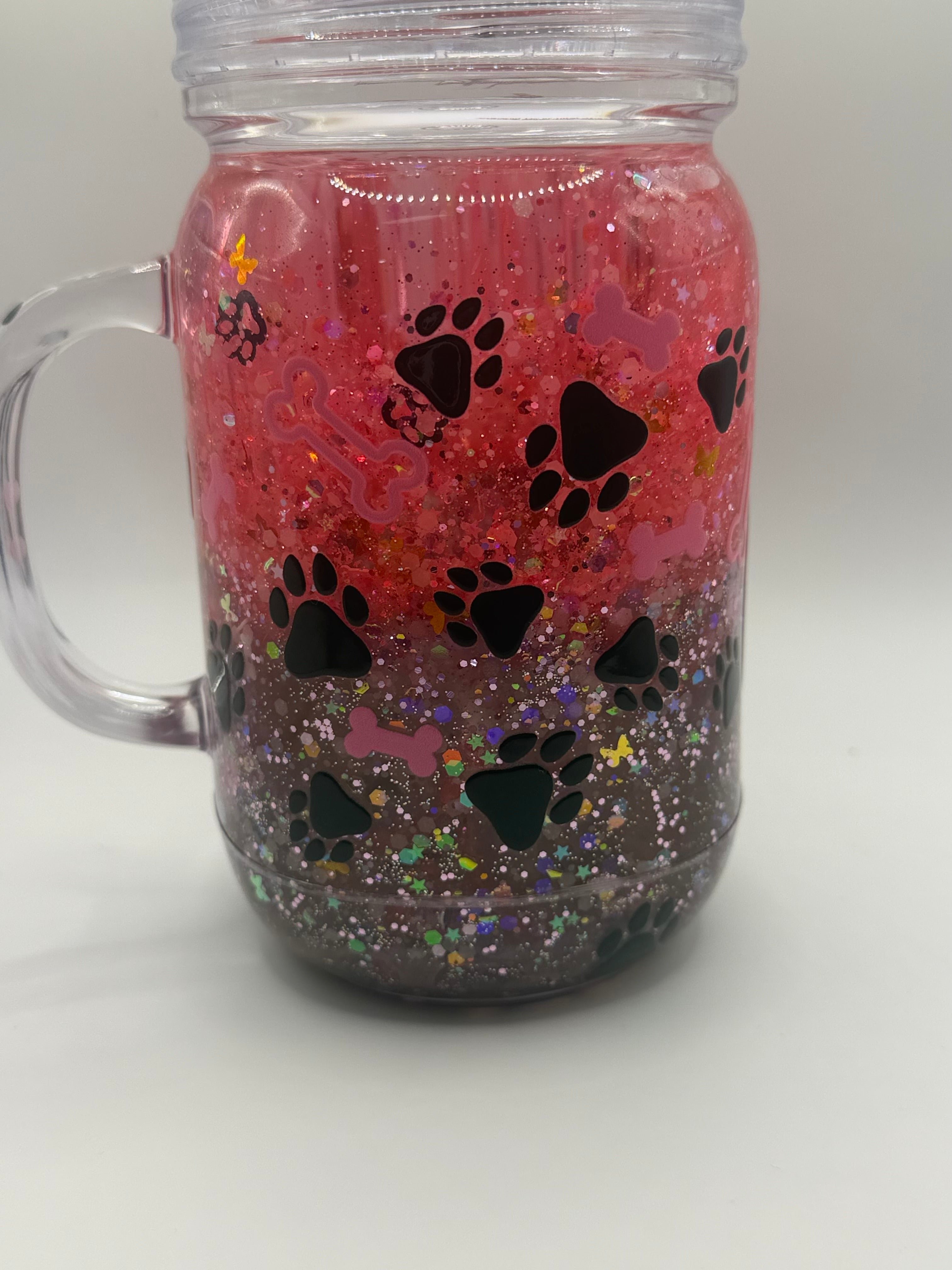 20 oz Dog Mama mason jar snow globe cup