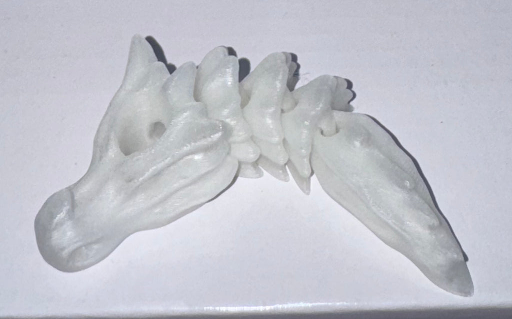 3D Articulated Dragon Straw Topper White/glow in the dark
