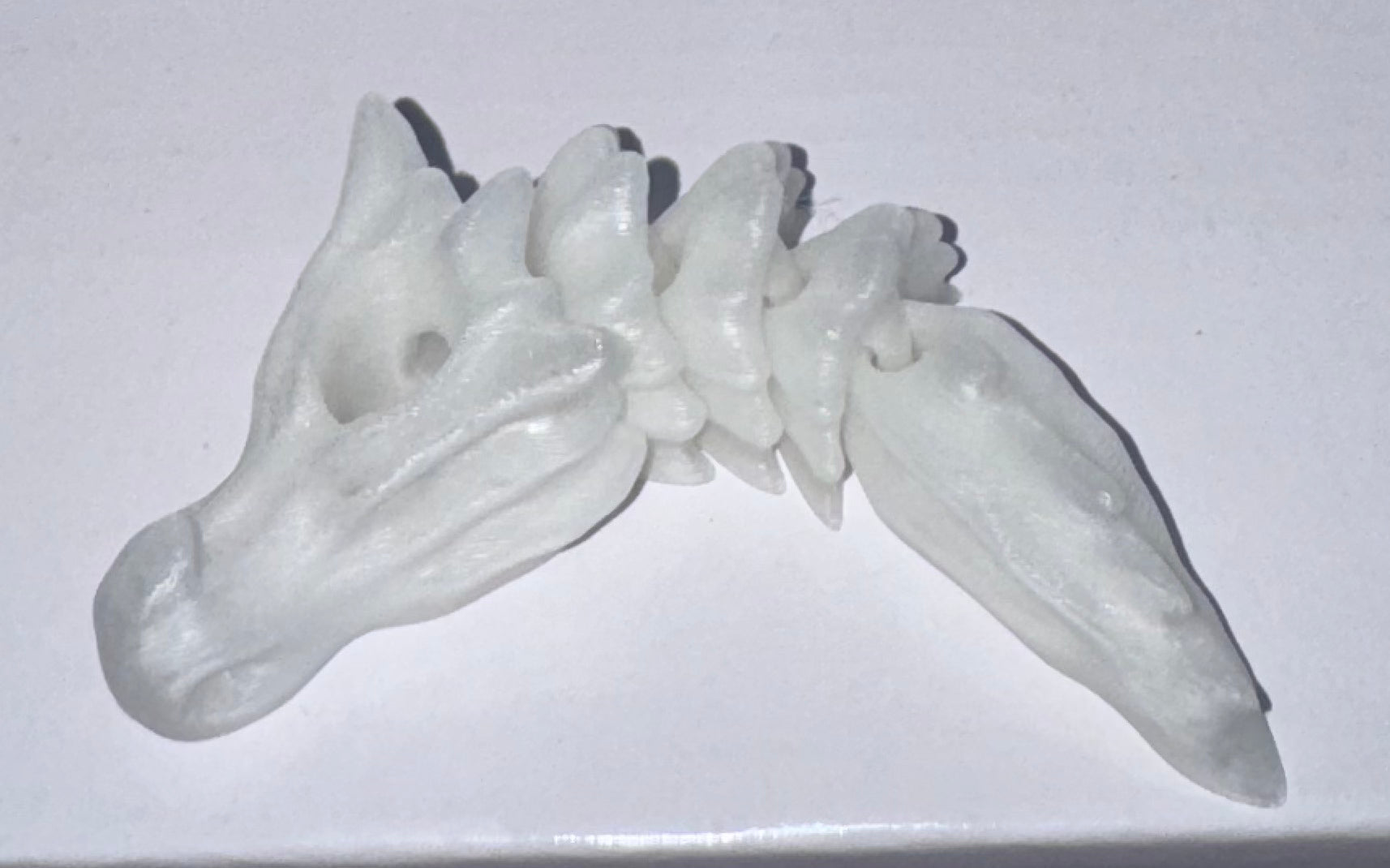 3D Articulated Dragon Straw Topper White/glow in the dark