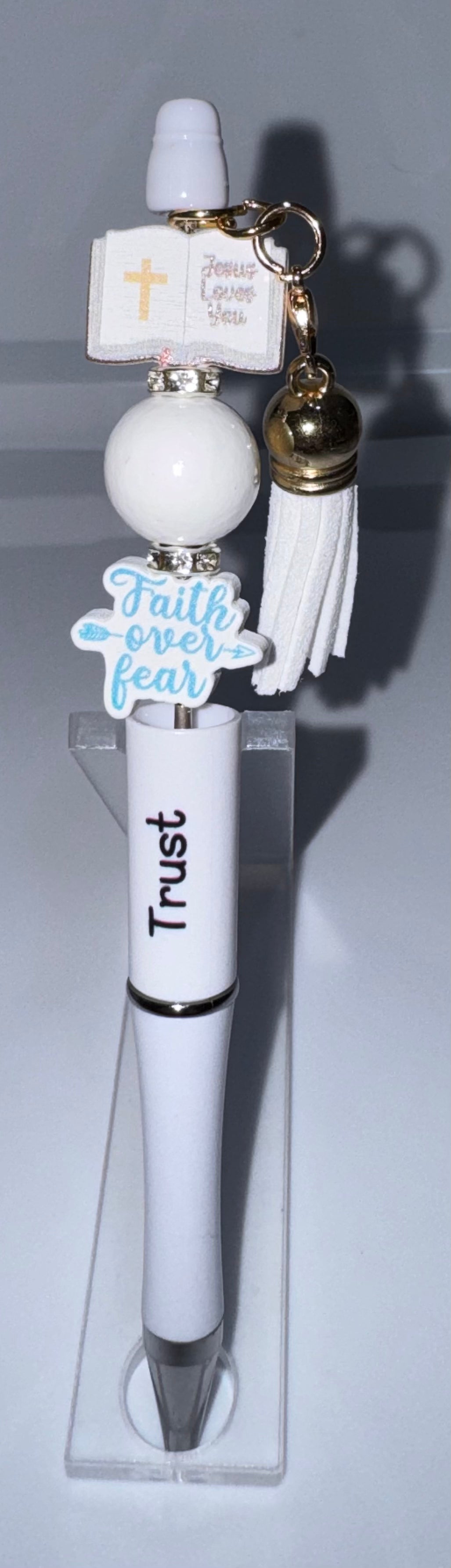 Jesus Loves You, Faith over Fear beaded pen