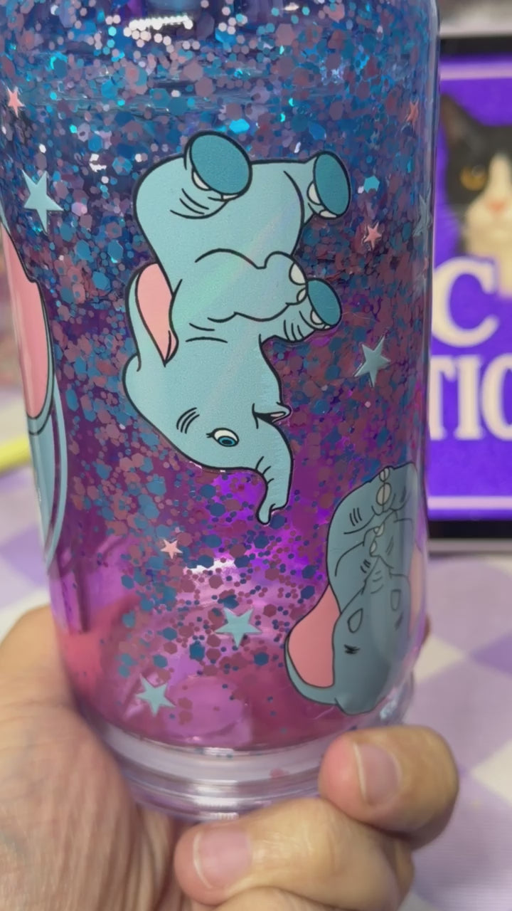 16 oz Dumbo holographic lava snow globe cup