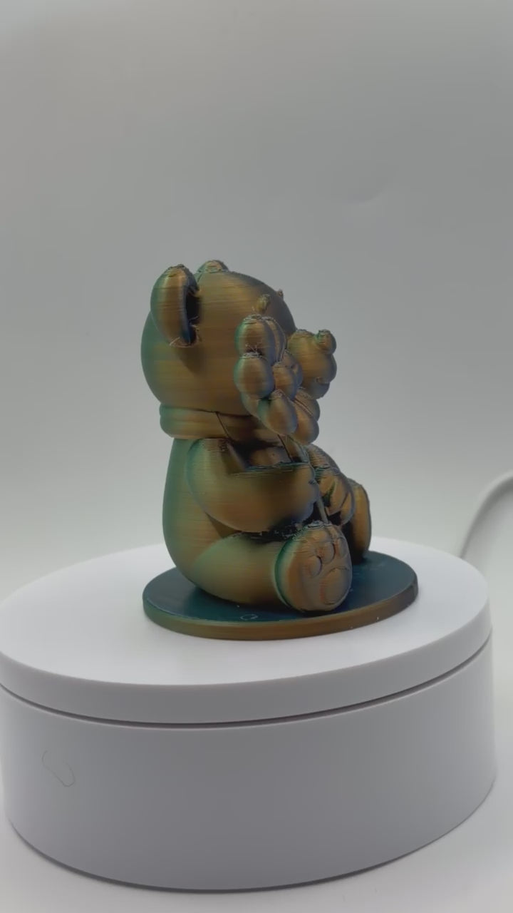 3D Bear Holding Flower
