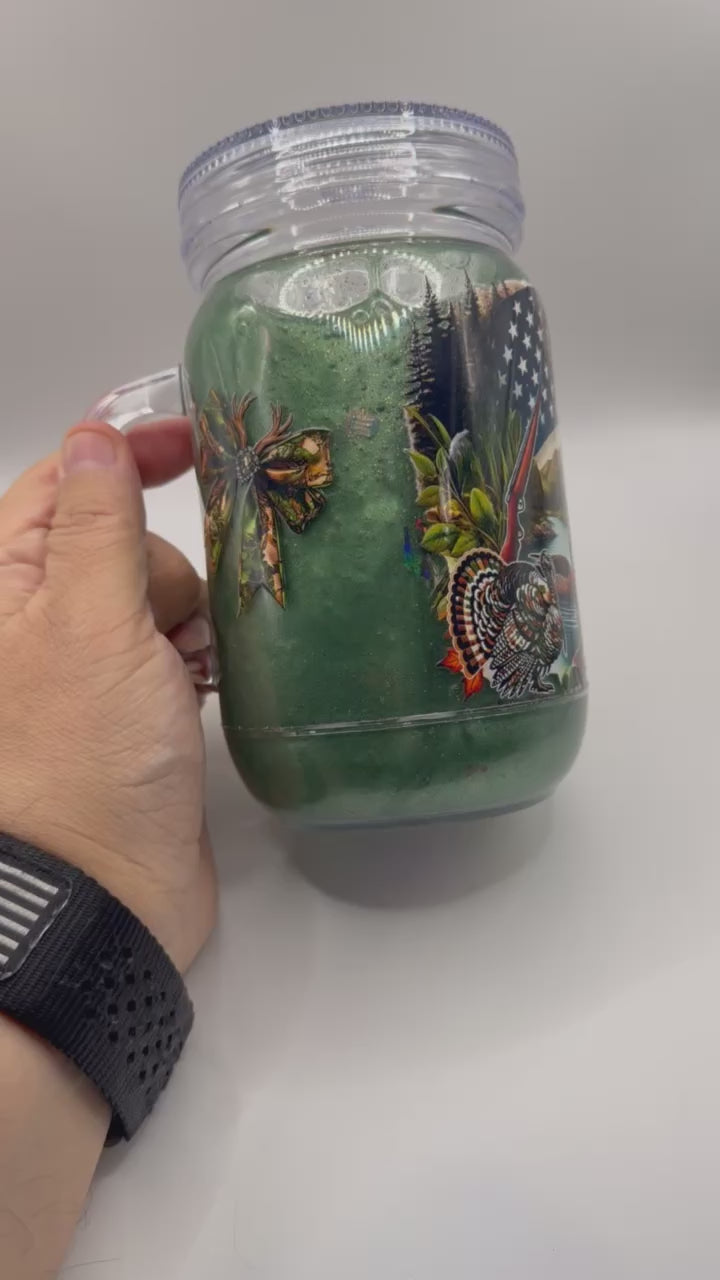 20 oz Hunting Mason jar snow globe