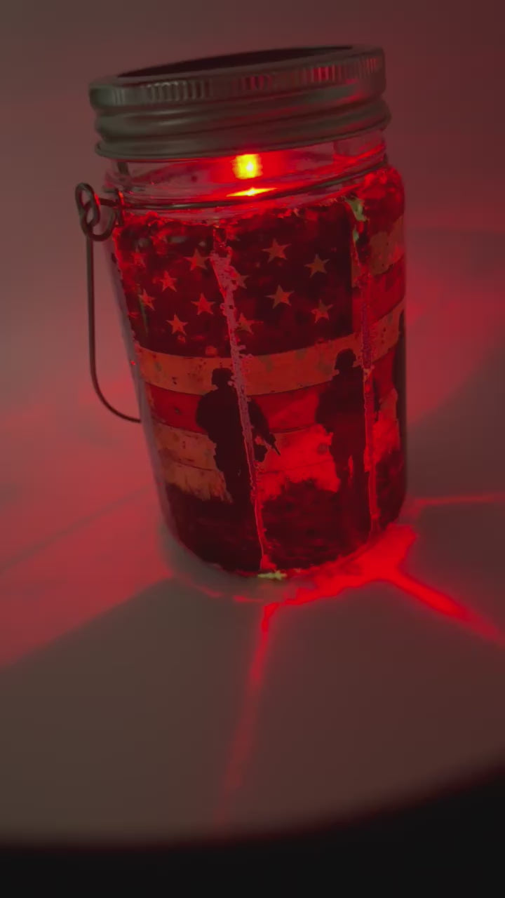 11 oz Band of Brothers glass Snow Globe Solar Light/cup