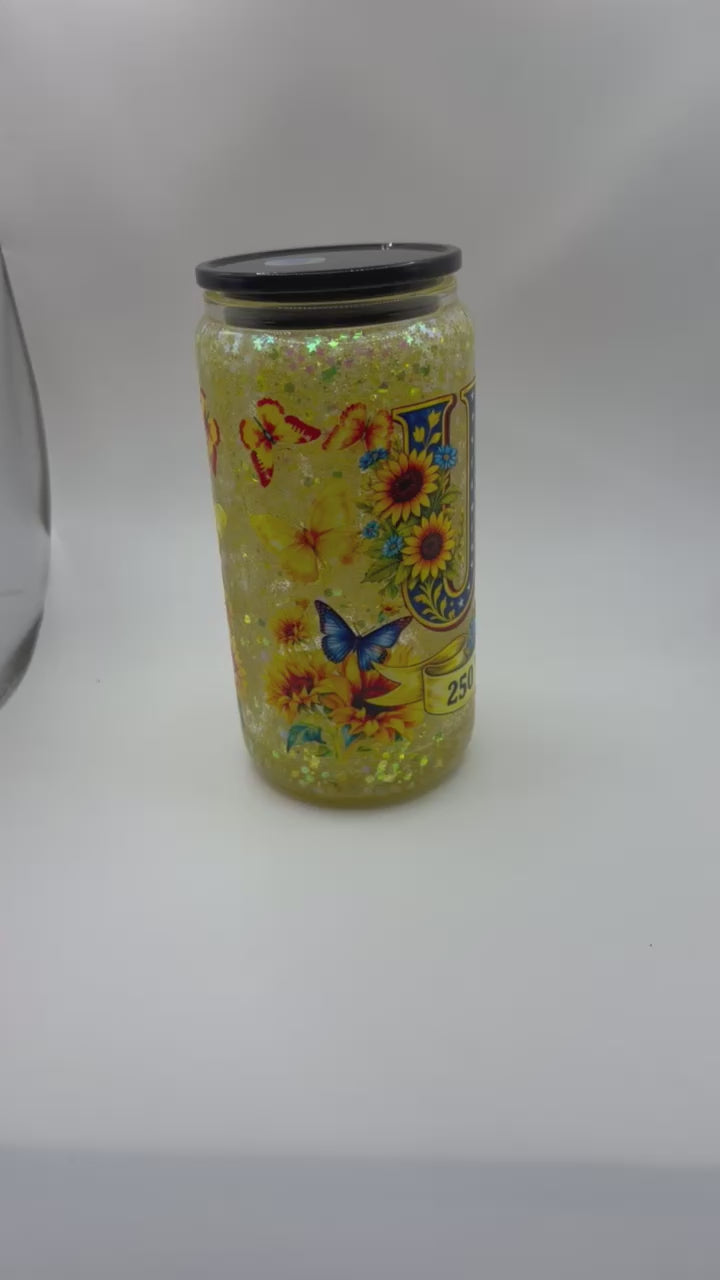 16 oz USA glass snow globe cup