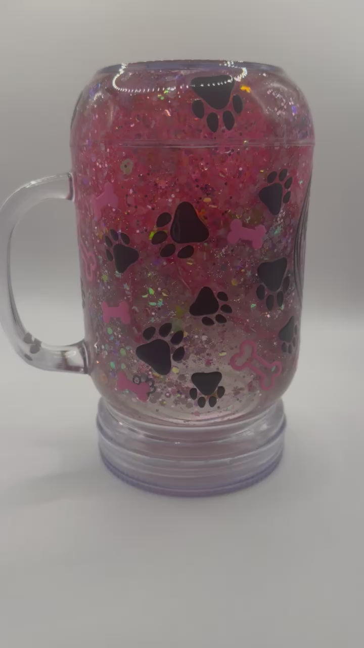 20 oz Dog Mama mason jar snow globe cup
