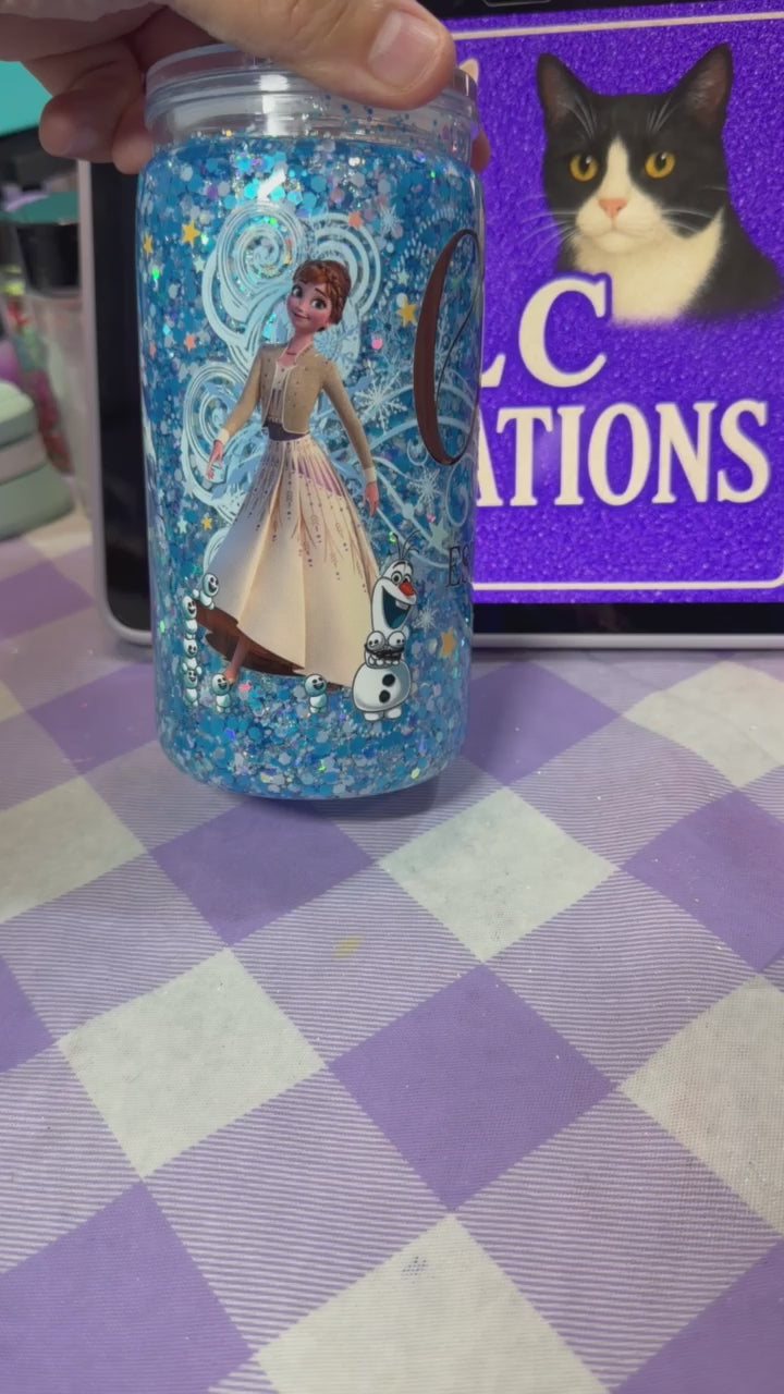 16 oz Olaf glitter cup