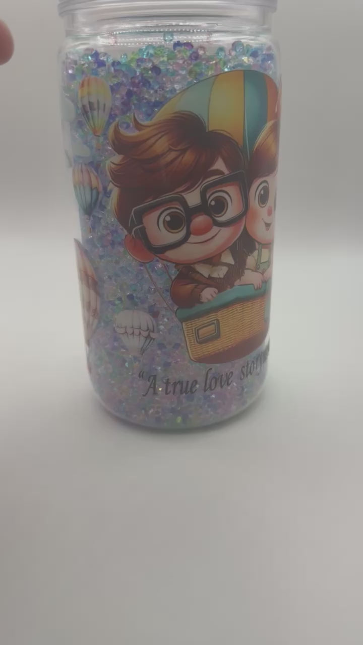 16 oz A True Love Story Never Ends snow globe cup