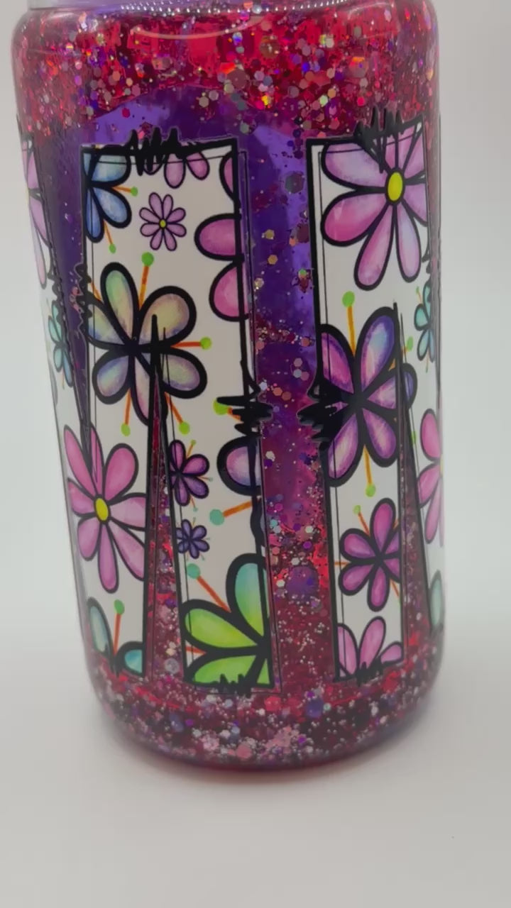 16 oz Mom glass snow globe cup